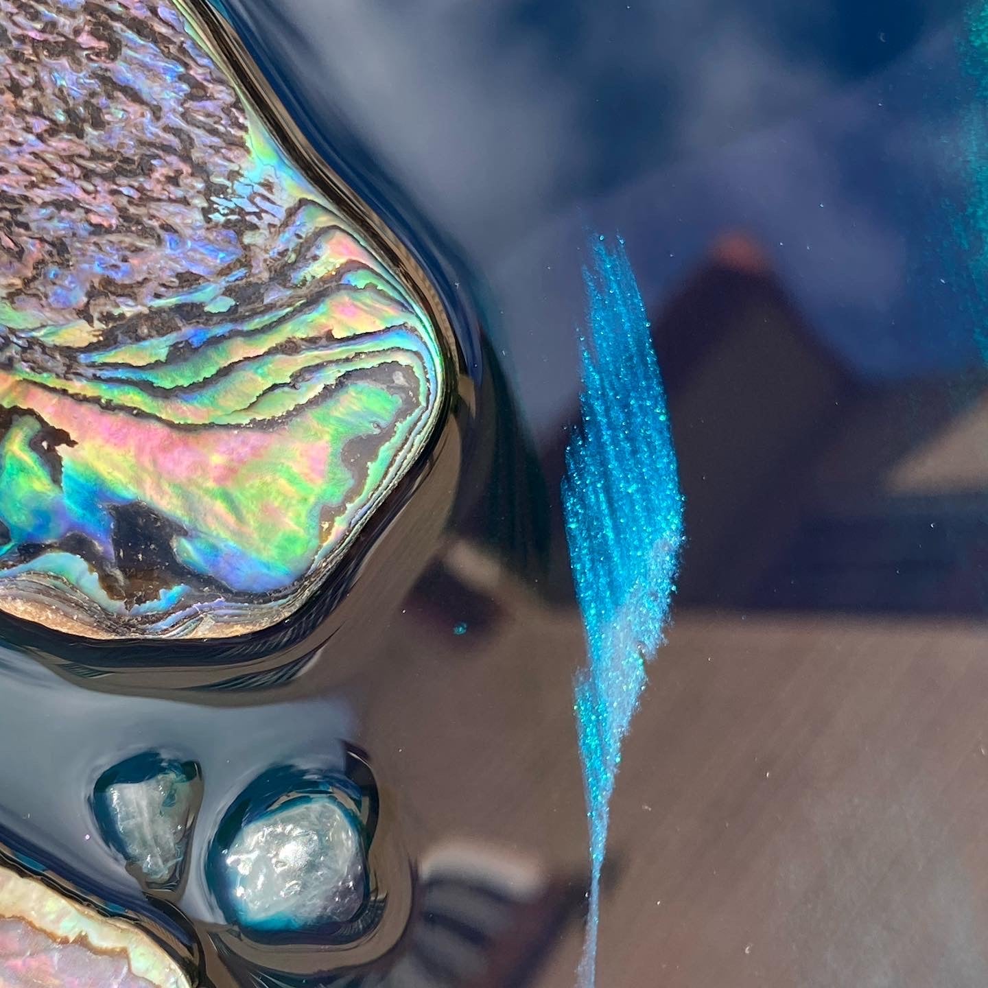 Rise Above 6.0 90x130cm with New Zealand Abalone Shells. FRAMED