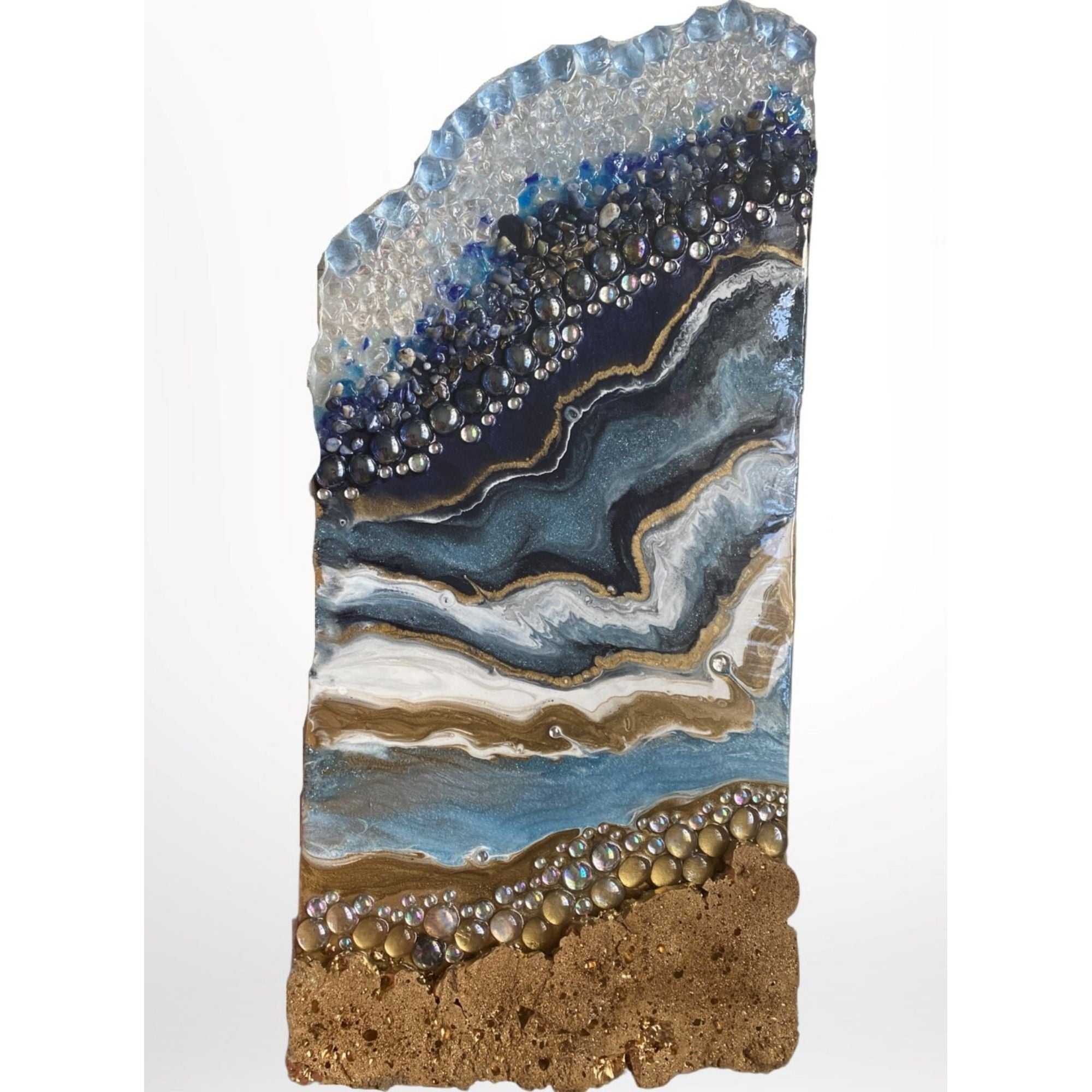 Lapis Lazuli Blue Gold crytal with blue lapis lazuli, glass and clear quartz. COMMISSION