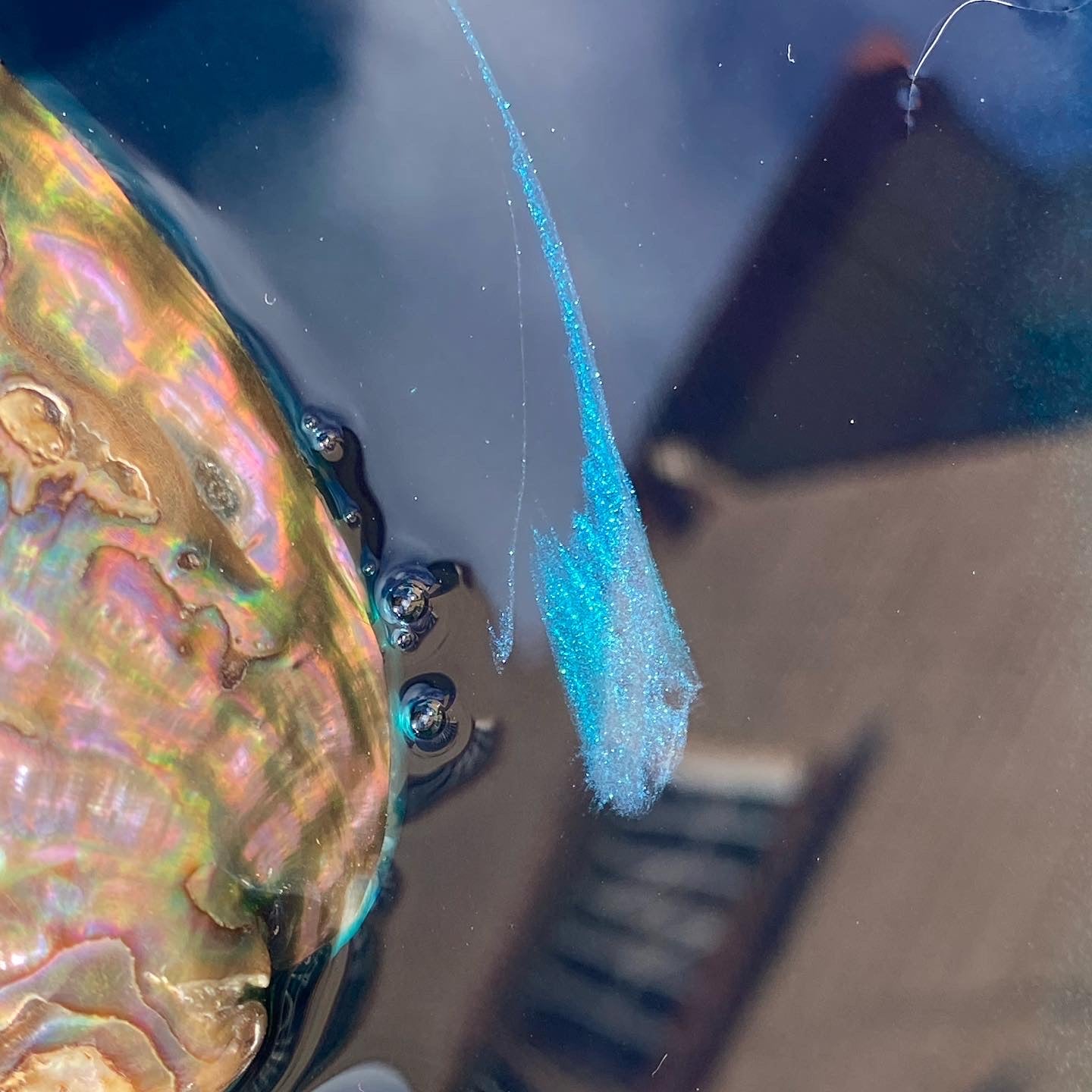 Rise Above 6.0 90x130cm with New Zealand Abalone Shells. FRAMED