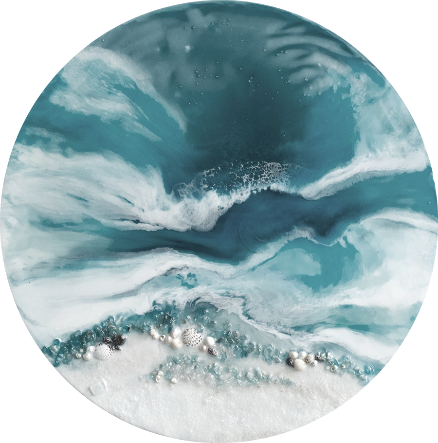 Abstract Beach. Round Grey Neutral. Whitsundays. Art Print. Antuanelle 2 Whitsundays Grey. Contemporary Beach Artwork. Perspex Print