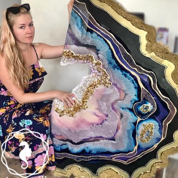 Purple and Gold amethyst geode - Custom Artwork 1 Amethyst Geode Original Artwork. COMMISSION