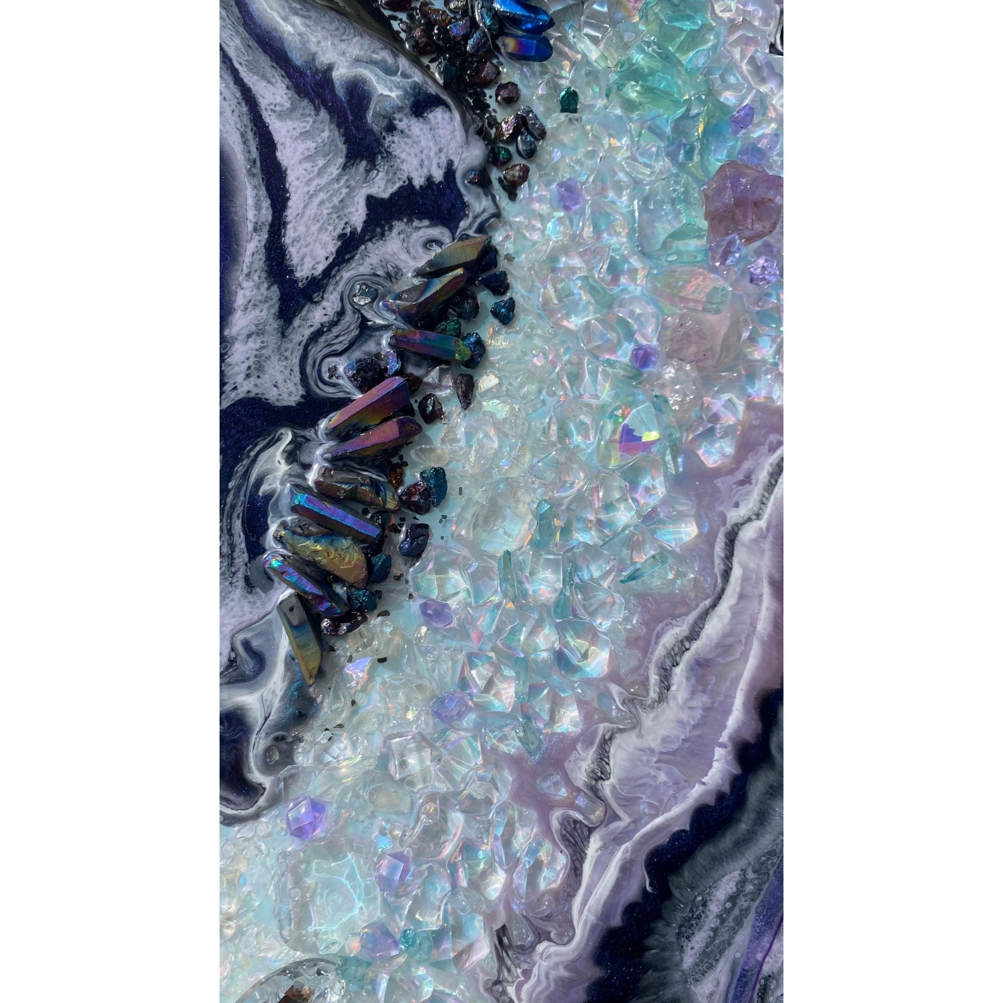 Light Blue Crystal Reef Landscape Crystal Artwork with quartz
