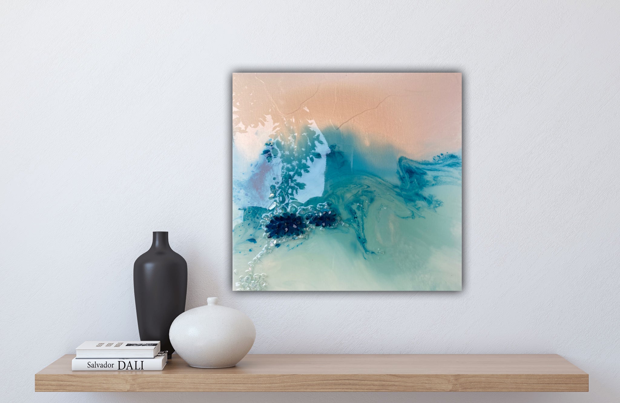 Aqua Surge. Blue and Pink Crystals Abstract. Original. 3d.