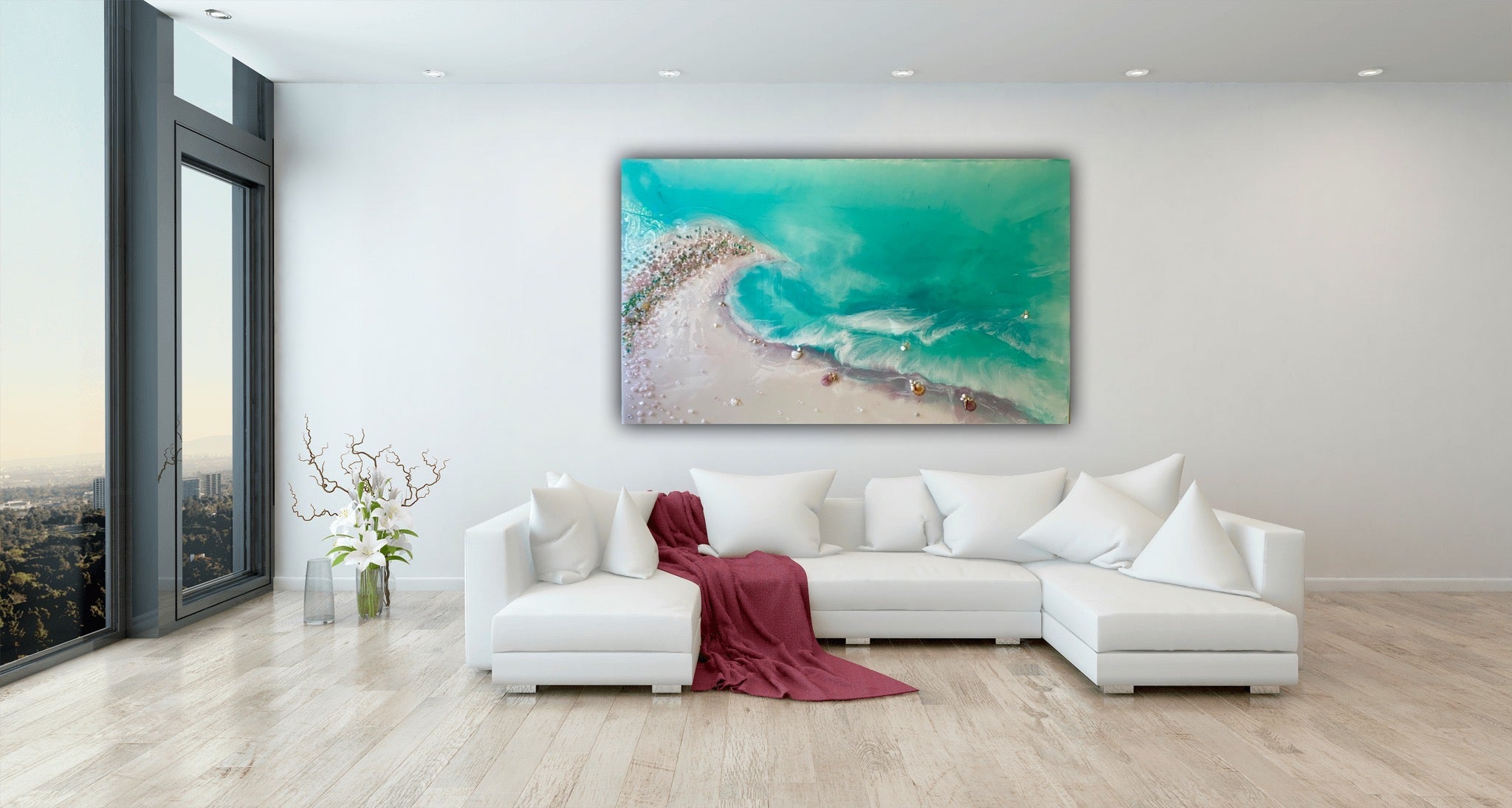 Bounty Dream Whitsundays - Whitehaven Beach - Heart Reef - Great Barrier Reef aqua 5.0. 90x150cm