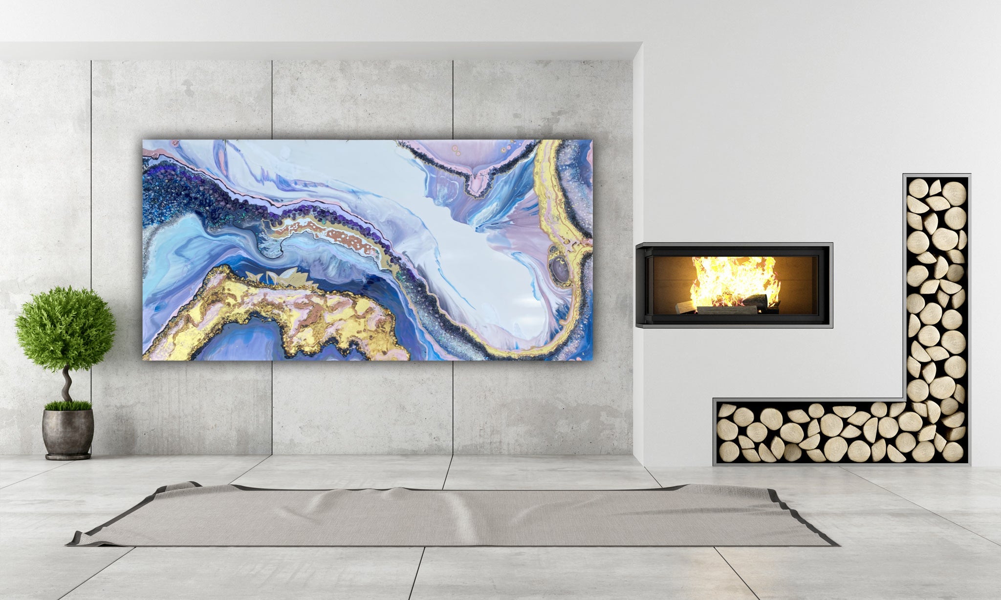 Lavender Amethyst Geode Crystal Rectangular Artwork. Commission/Print