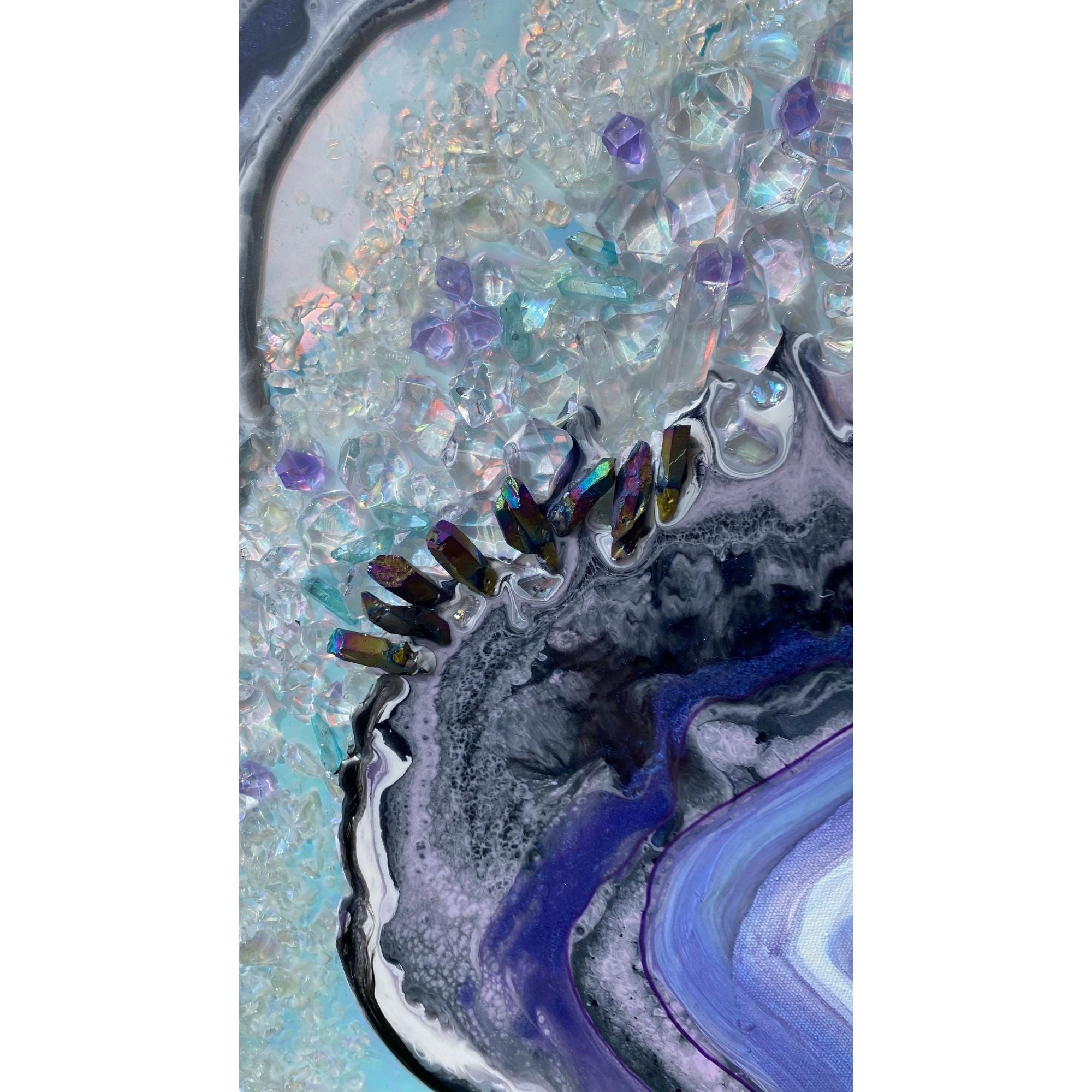 Light Blue Crystal Reef Landscape Crystal Artwork with quartz