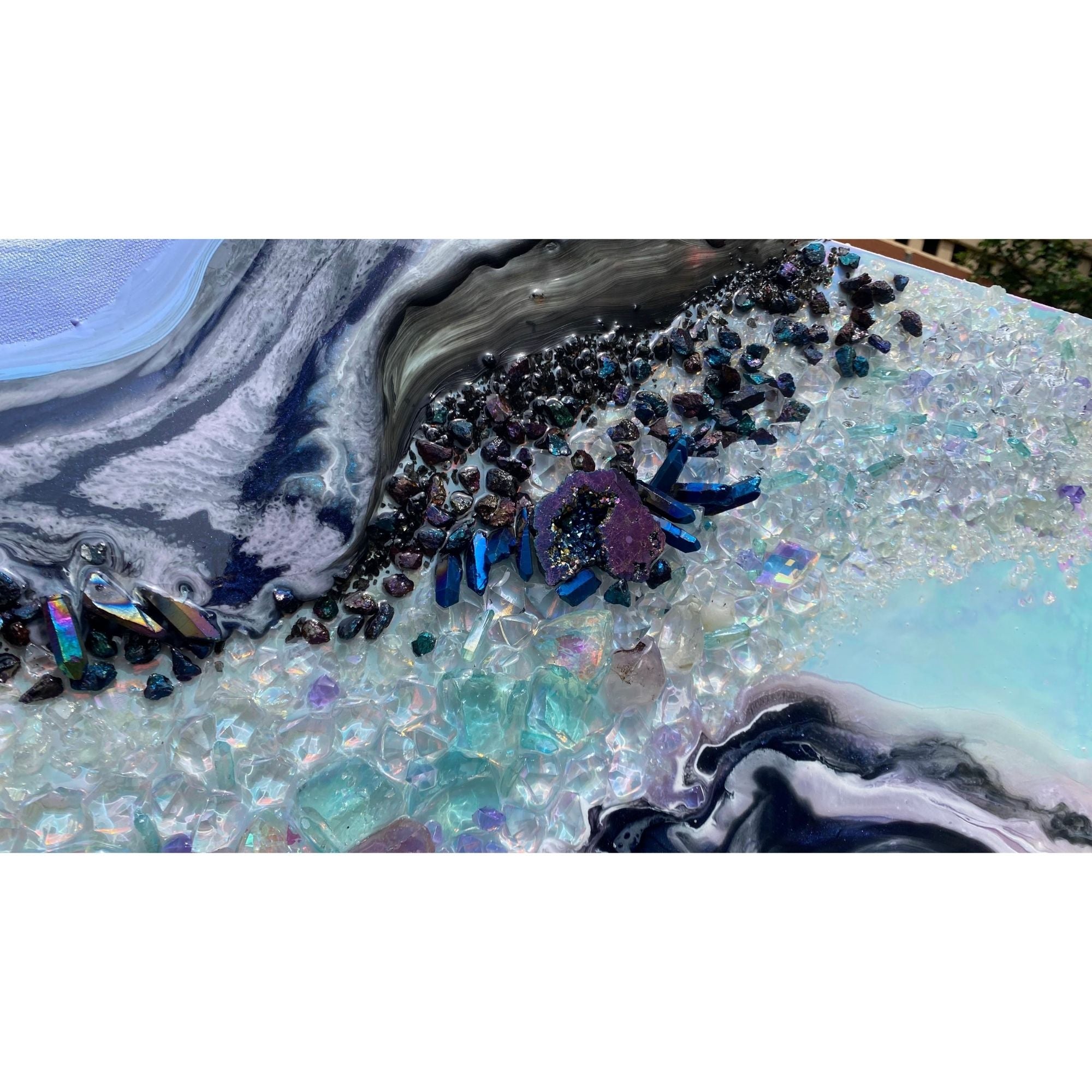 Light Blue Crystal Reef Landscape Crystal Artwork with quartz