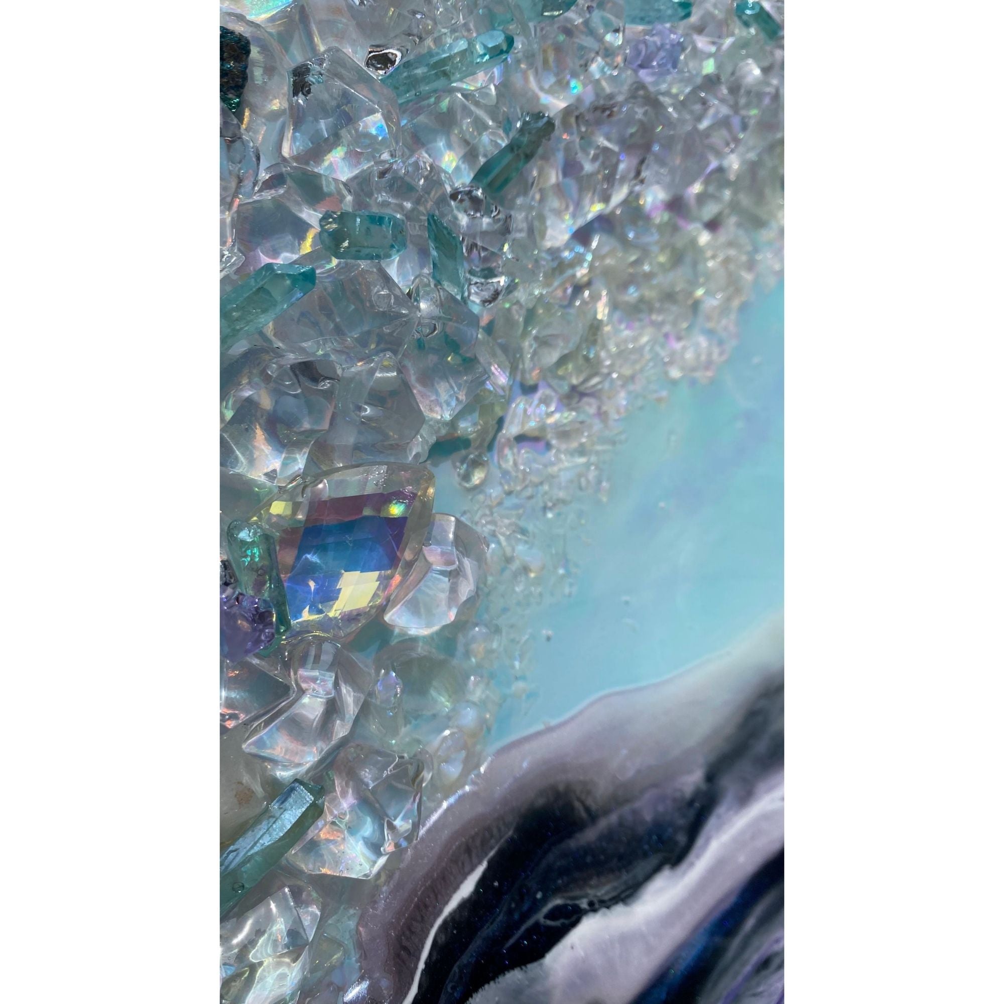 Light Blue Crystal Reef Landscape Crystal Artwork with quartz
