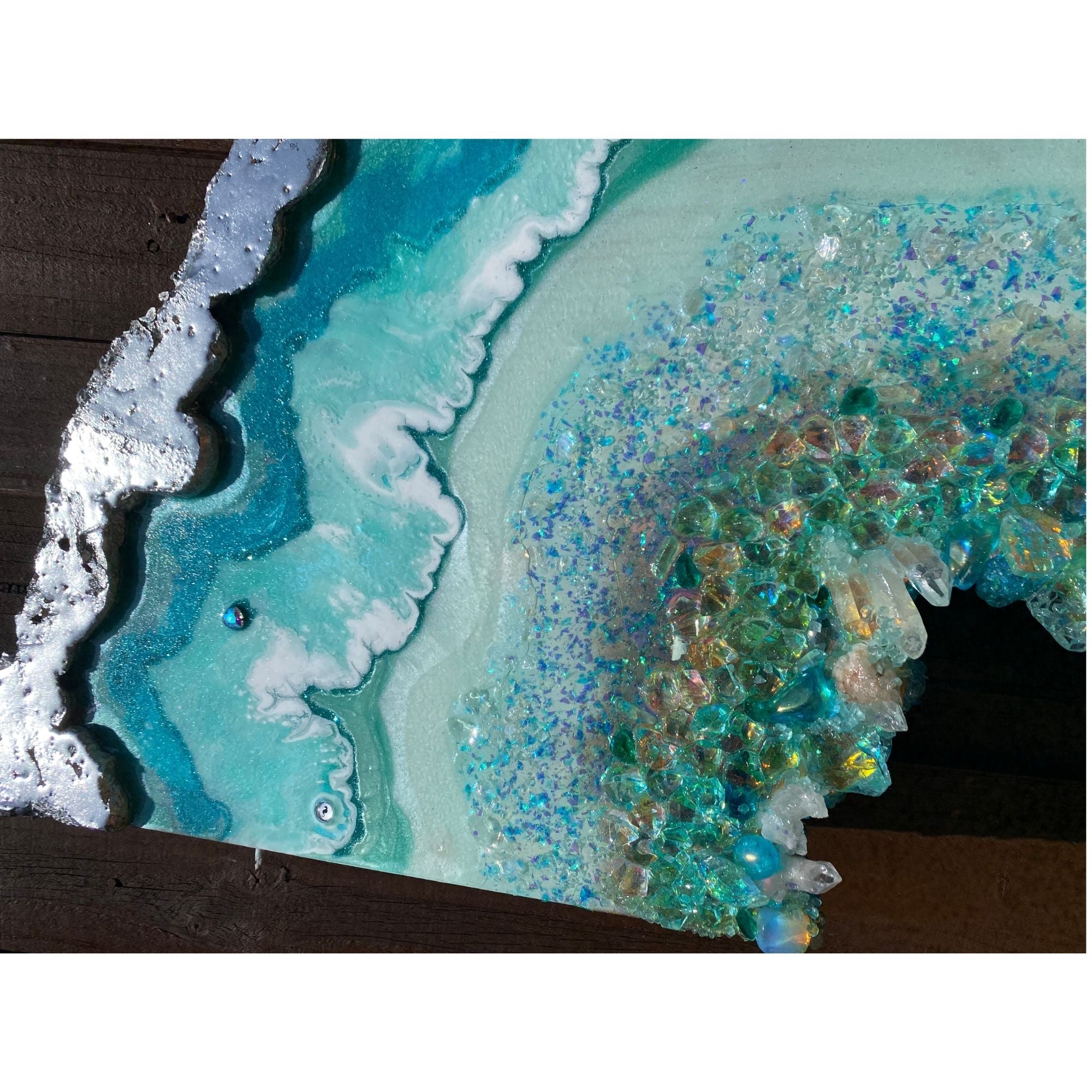 Moonlight Crystal Reef Freeform with Moonstones 84x120 cm Wood panel