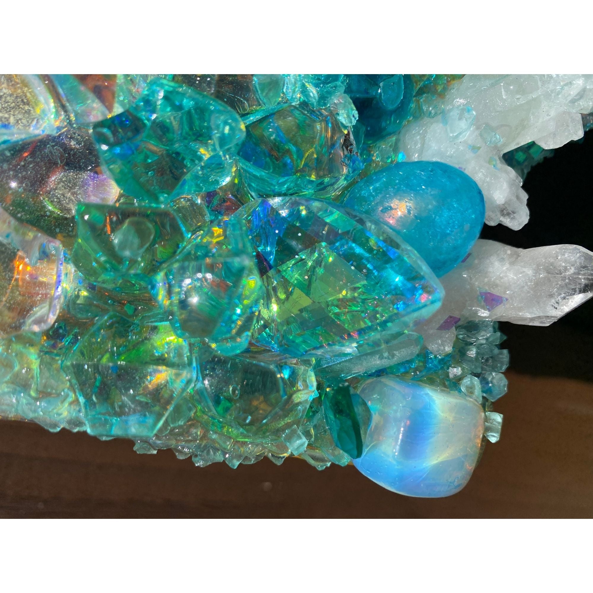 Moonlight Crystal Reef Freeform with Moonstones 84x120 cm Wood panel
