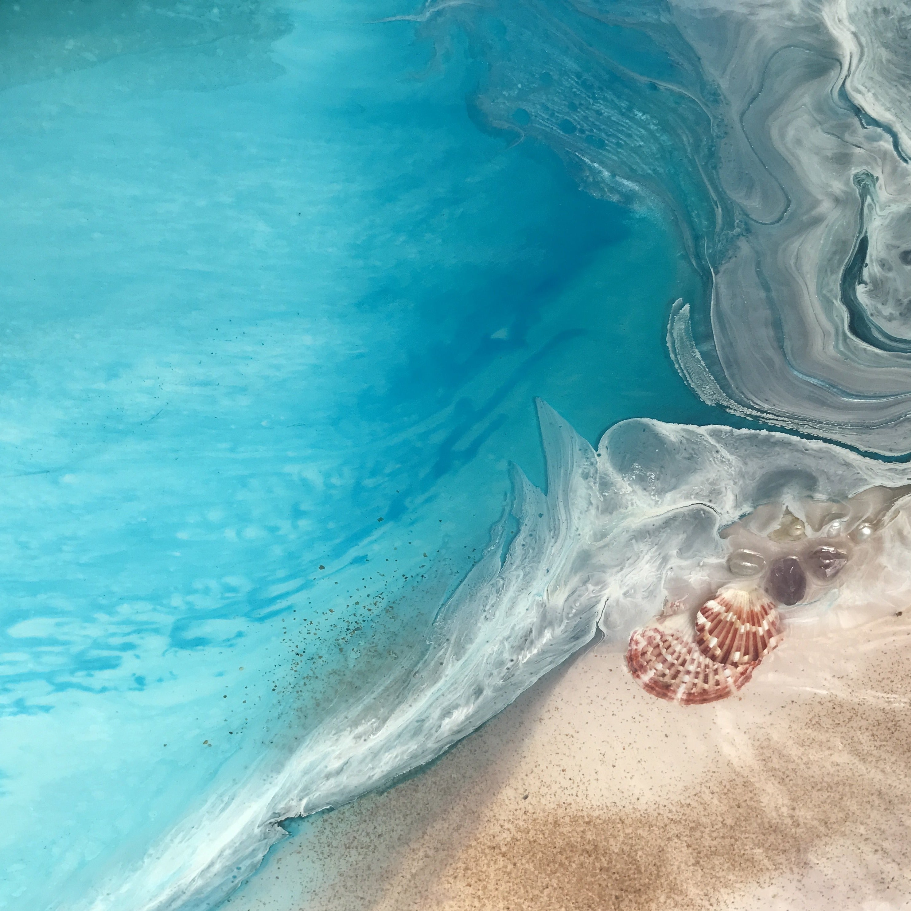 Abstract shoreline. Original Artwork. Seascape Rise Above. Antuanelle 3 Beach. Artwork