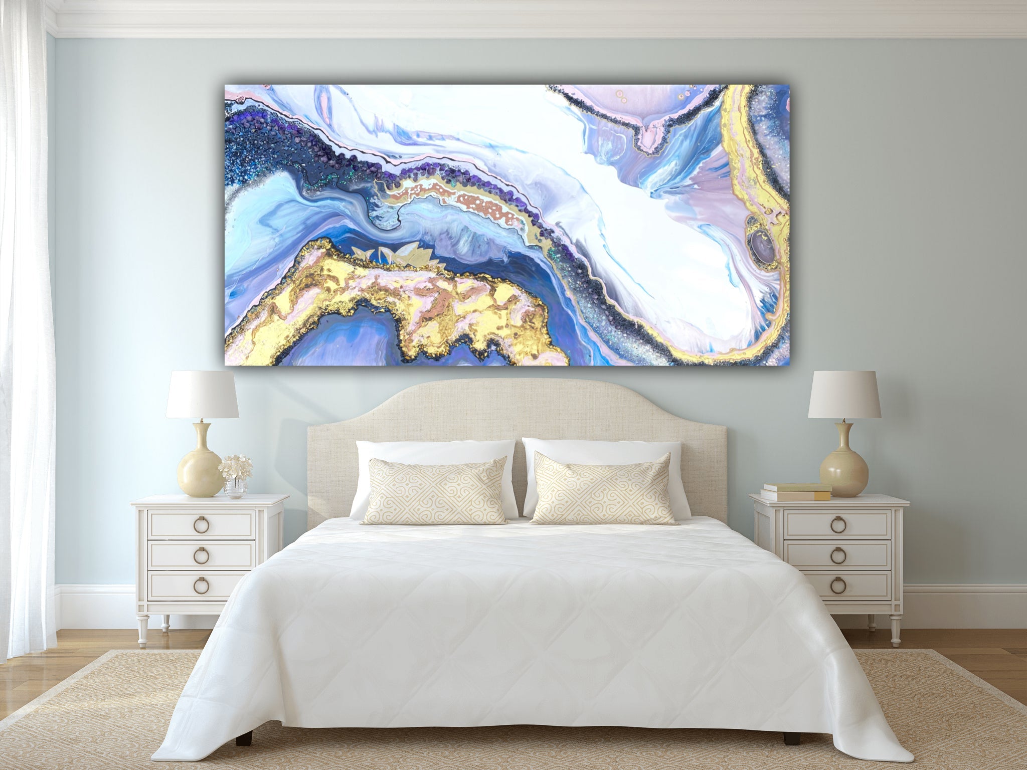 Lavender Amethyst Geode Crystal Rectangular Artwork. Commission/Print
