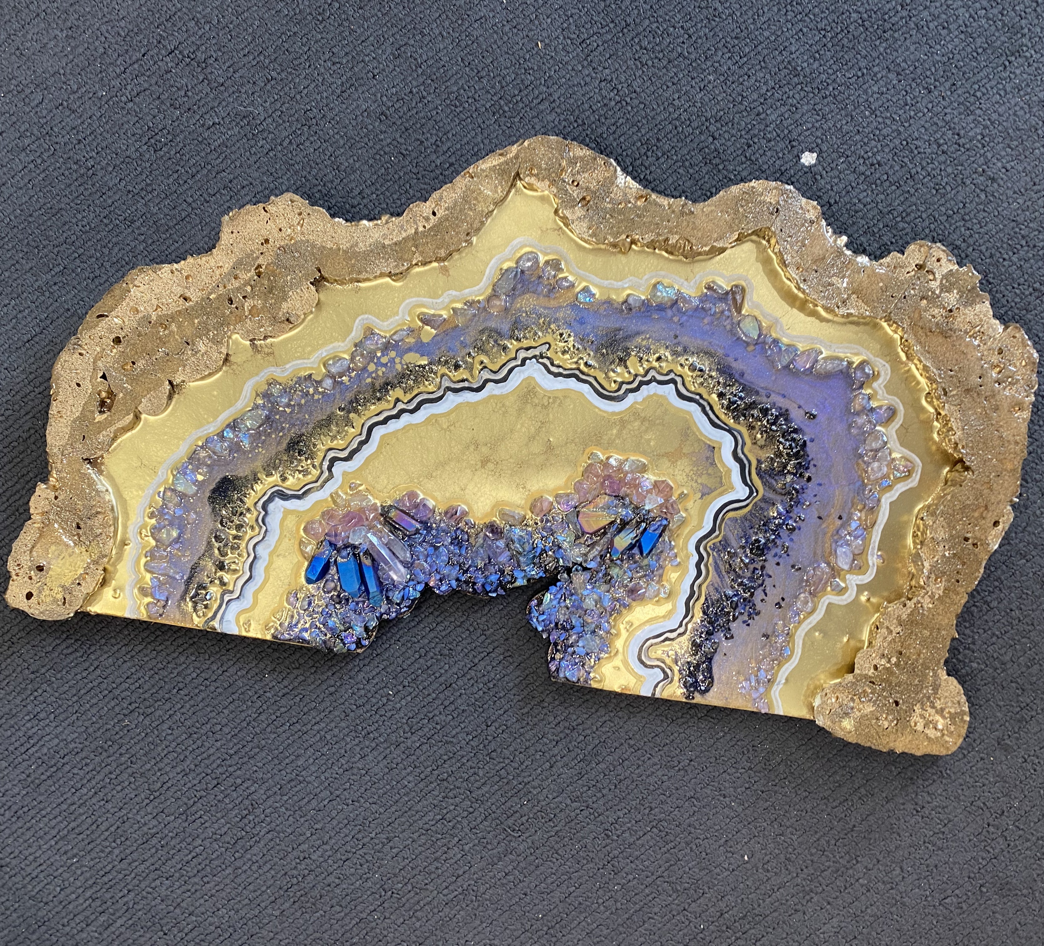 Gold Titanium Aura Freeform Crystal with Titanium aura quartz. COMMISSION