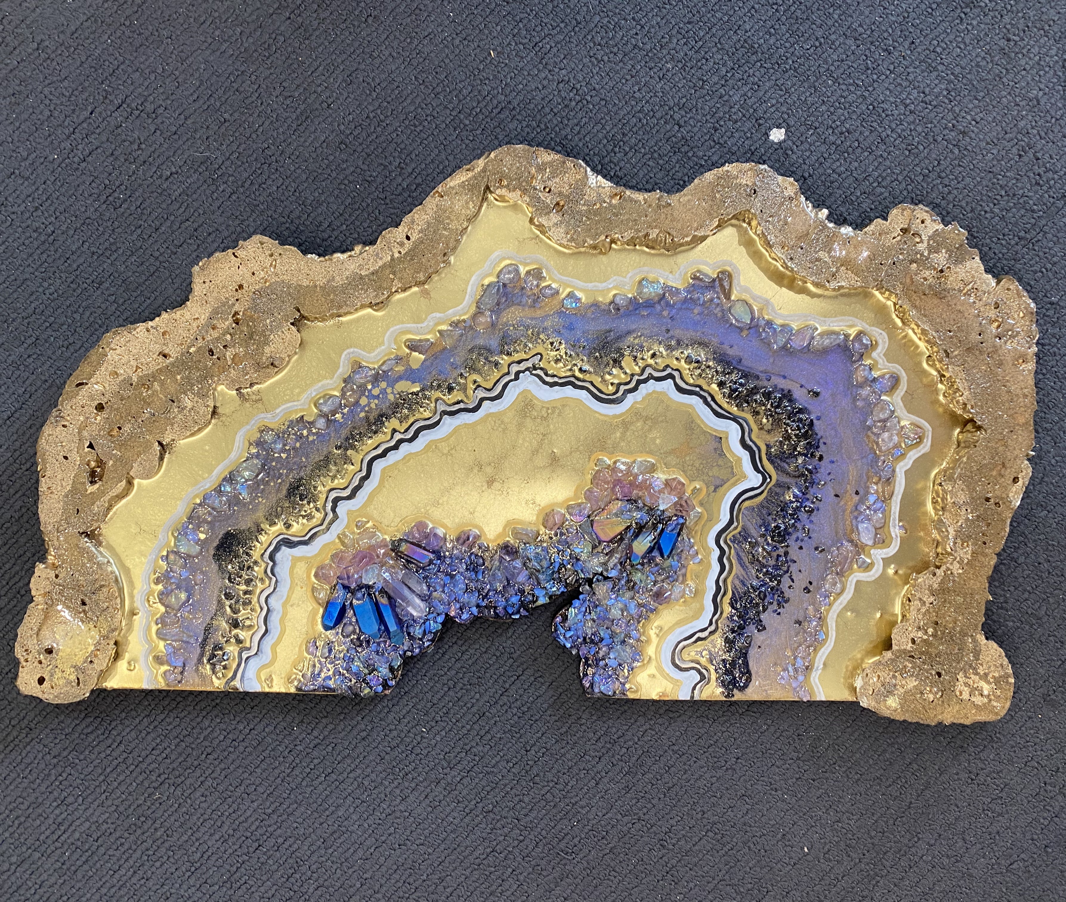 Gold Titanium Aura Freeform Crystal with Titanium aura quartz. COMMISSION