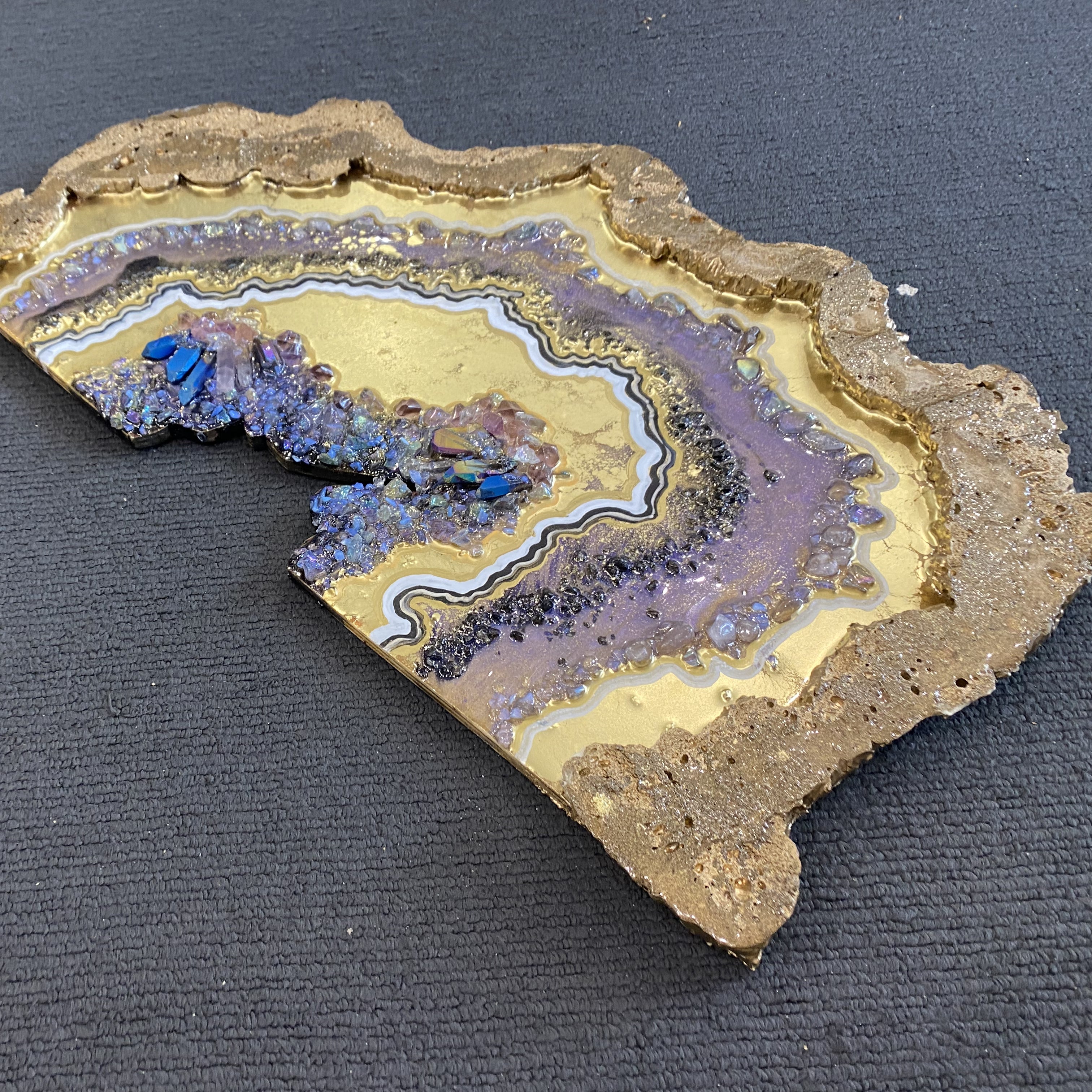 Gold Titanium Aura Freeform Crystal with Titanium aura quartz. COMMISSION