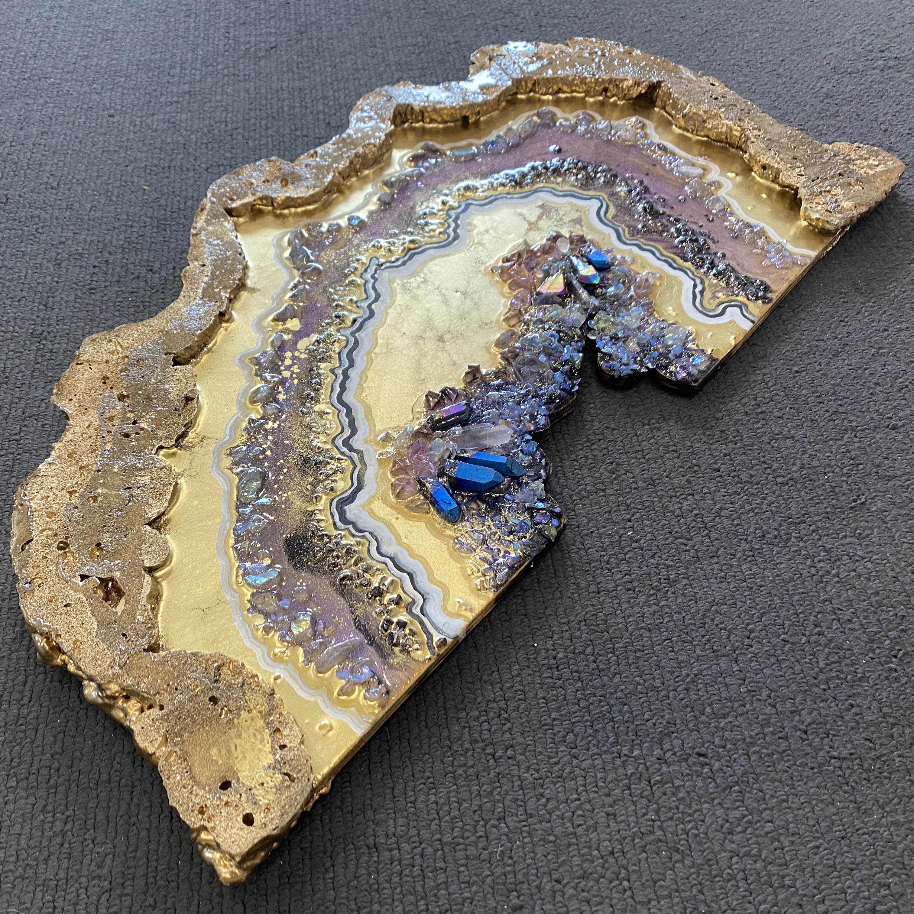 Gold Titanium Aura Freeform Crystal with Titanium aura quartz. COMMISSION