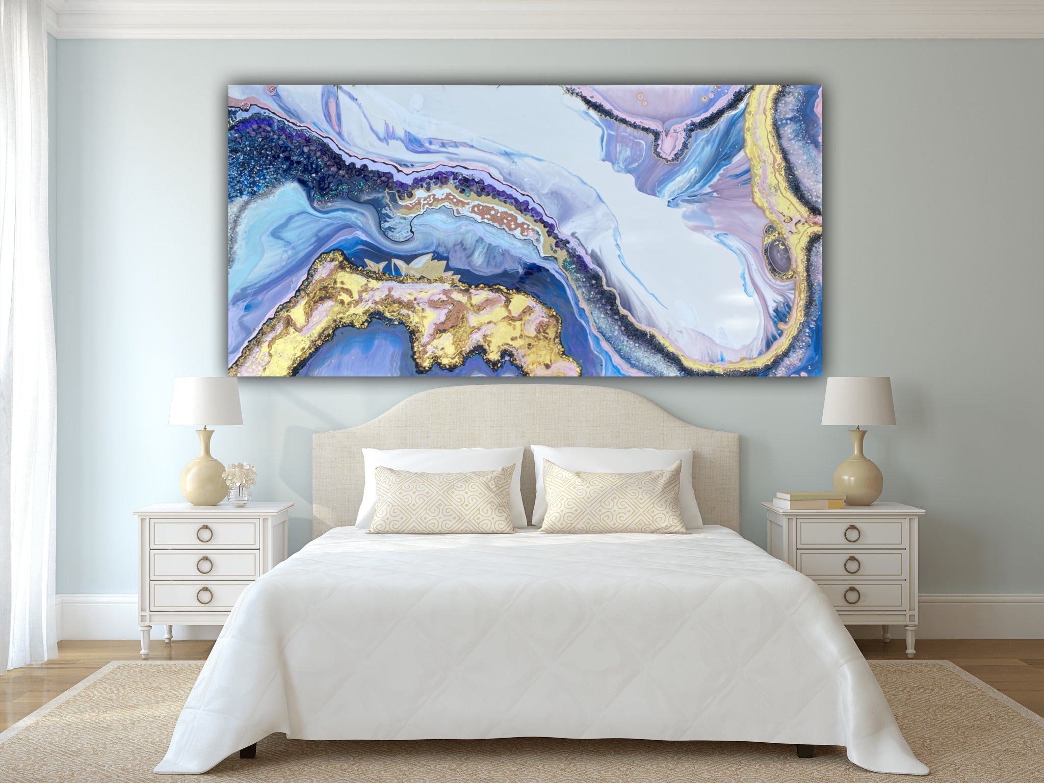 Lavender Amethyst Geode Crystal Rectangular Artwork. Commission/Print