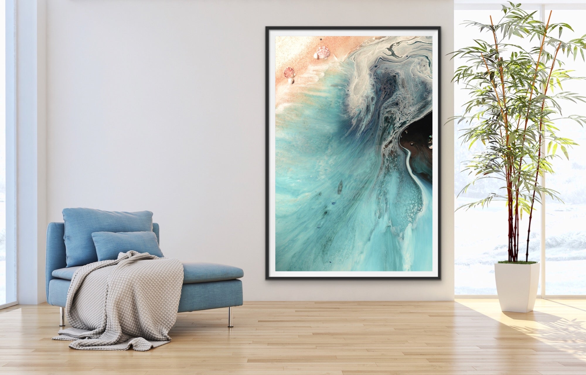 Abstract Beach. Rise Above Swell Neutral Ocean. Art Print. Antuanelle 3 Ocean Seascape. Limited Edition Print