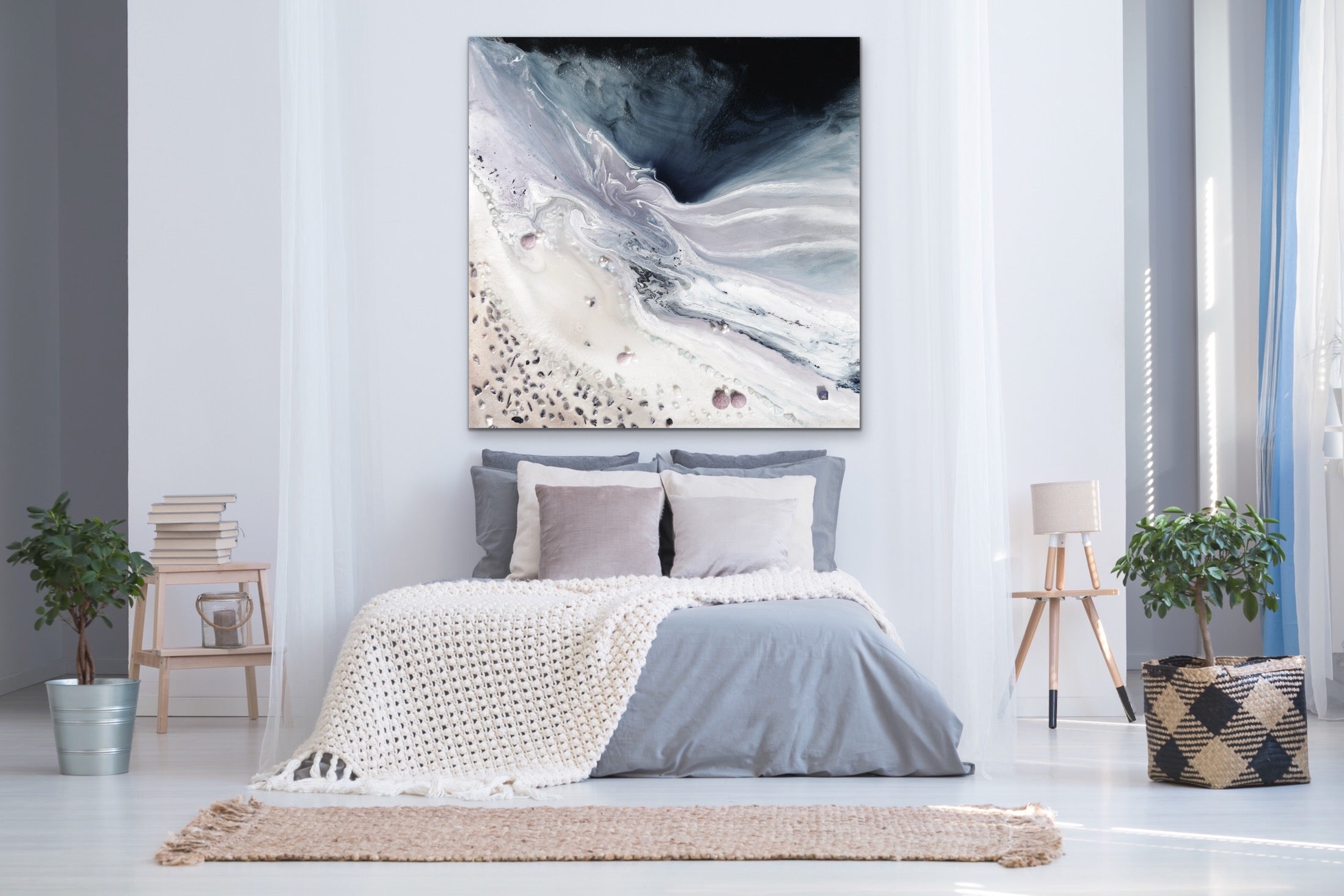 Velvet Sky Neutral Grey Square Artwork. Commission/Print