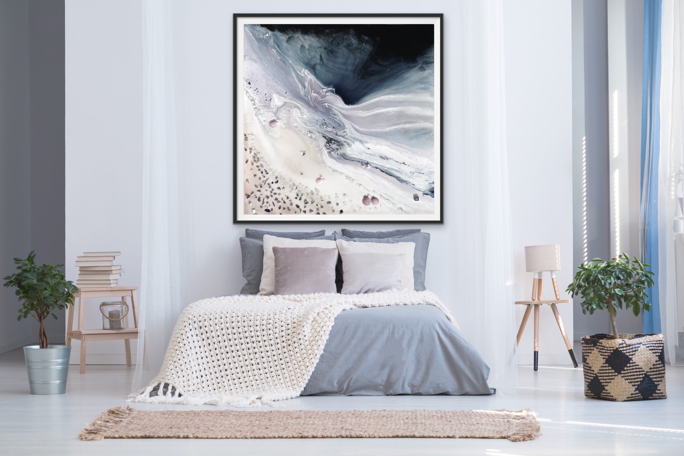 Velvet Sky Neutral Grey Square Artwork. Commission/Print