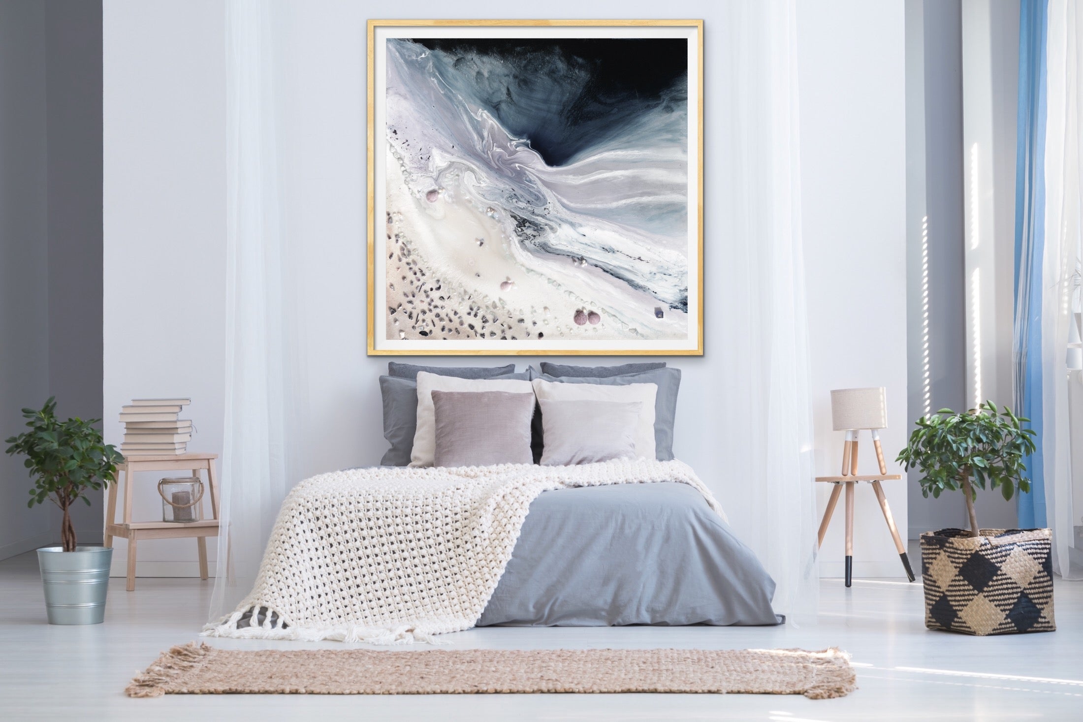 Velvet Sky Neutral Grey Square Artwork. Commission/Print
