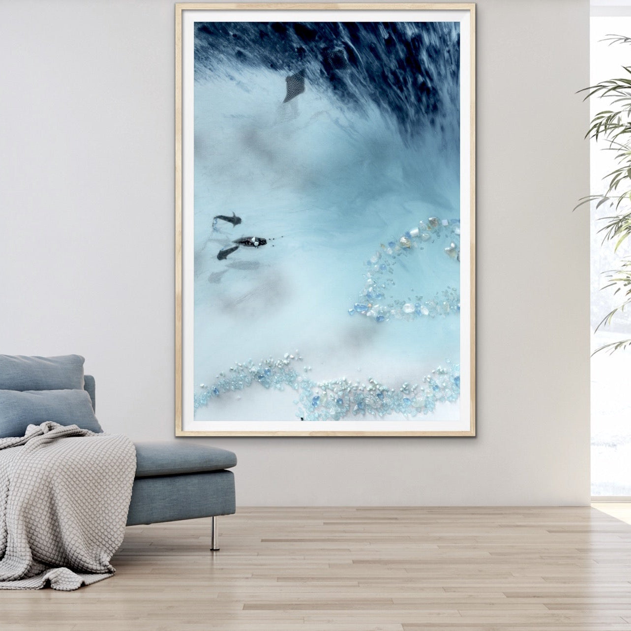 Abstract Reef Artwork. Grey & blue. Blue Lagoon. Art Print. Antuanelle 2 Lagoon Limited Edition Print