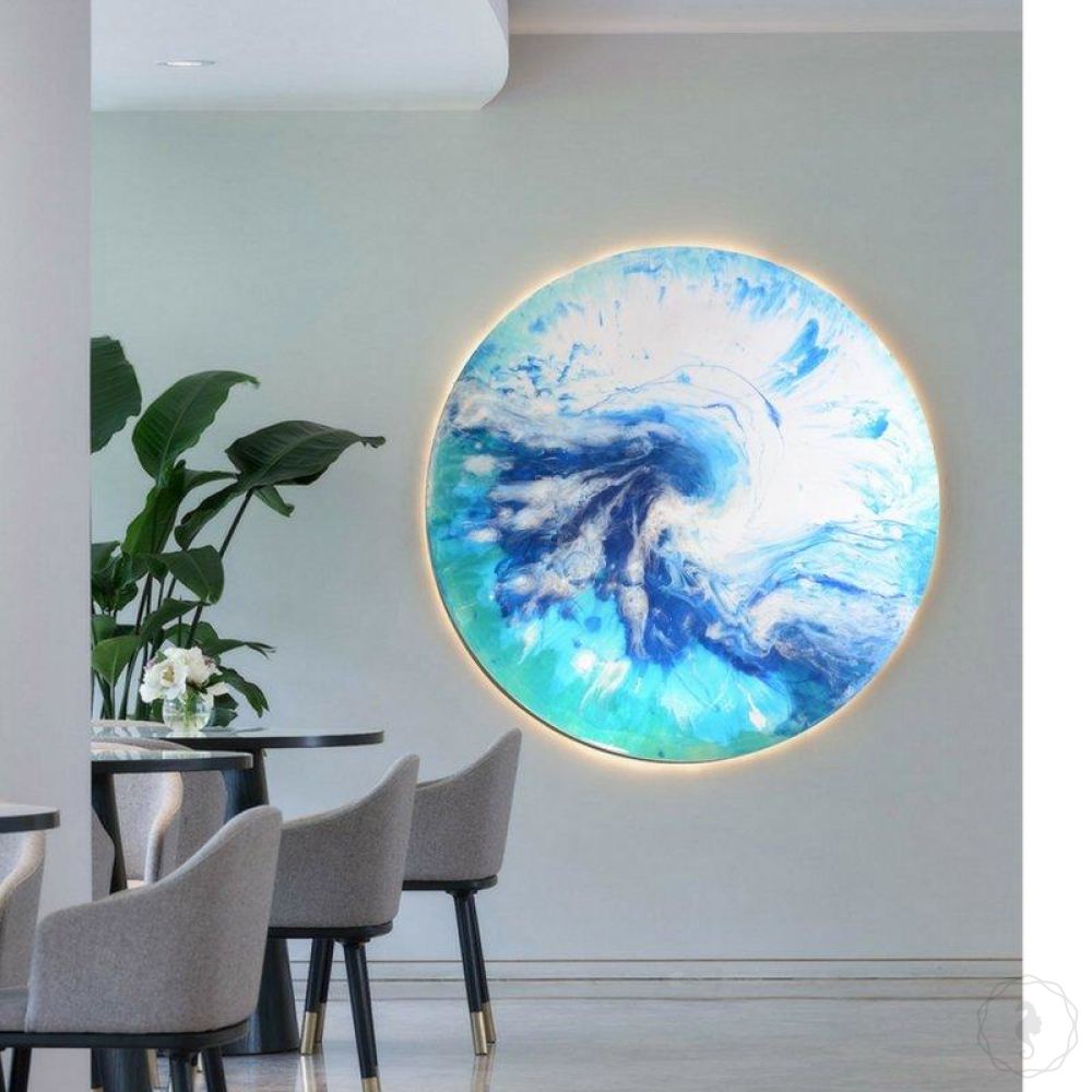 Round Abstract Ocean. Teal Navy. Boracay dreams. Art Print. Antuanelle 2 Dreams | MARIE ANTUANELLE | Perspex Print