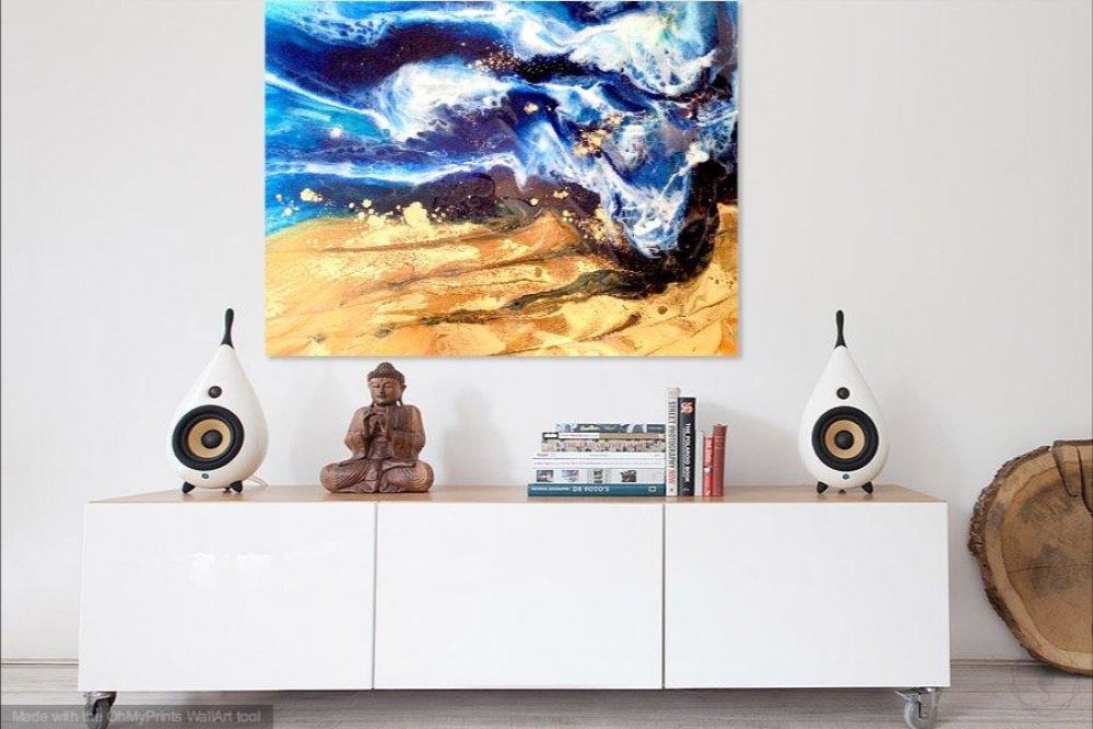 Abstract Seascape. Blue & Beige. Mosman wave. Art Print. Antuanelle 4 Wave. Limited Edition Print