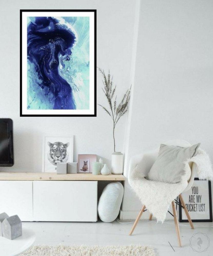 Abstract Seascape. Navy & sky Blue. Bondi Swell. Art Print. Antuanelle 4 Ocean. Limited Edition Print