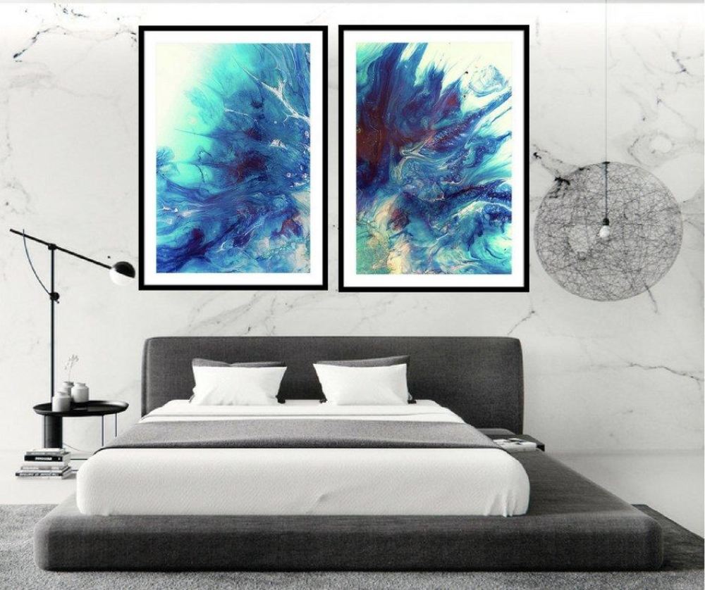 Abstract Ocean. Dreaming Bronte. Navy Art Print. Antuanelle 2 Bronte - Set of Prints Limited Edition