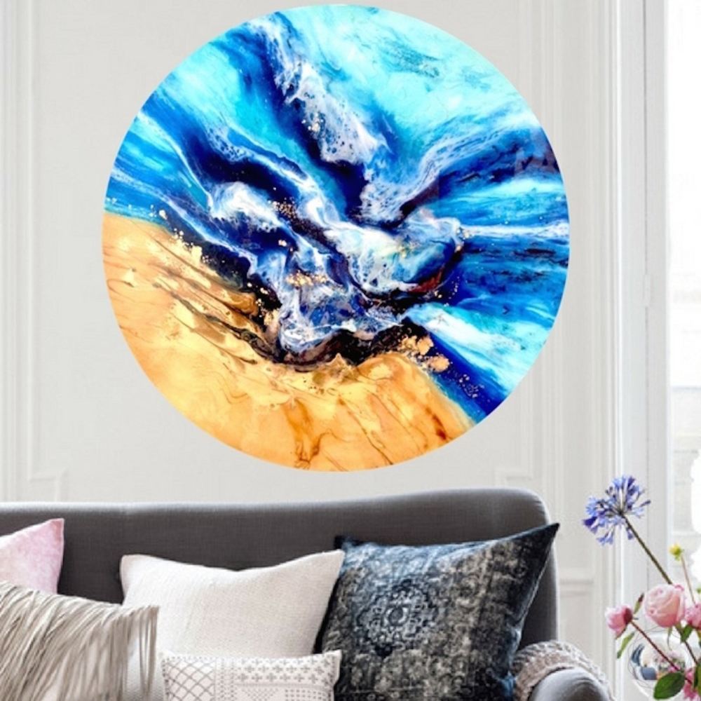 Round Abstract Ocean. Mosman wave. Art Print. Antuanelle 1 Seascape. Perspex Print