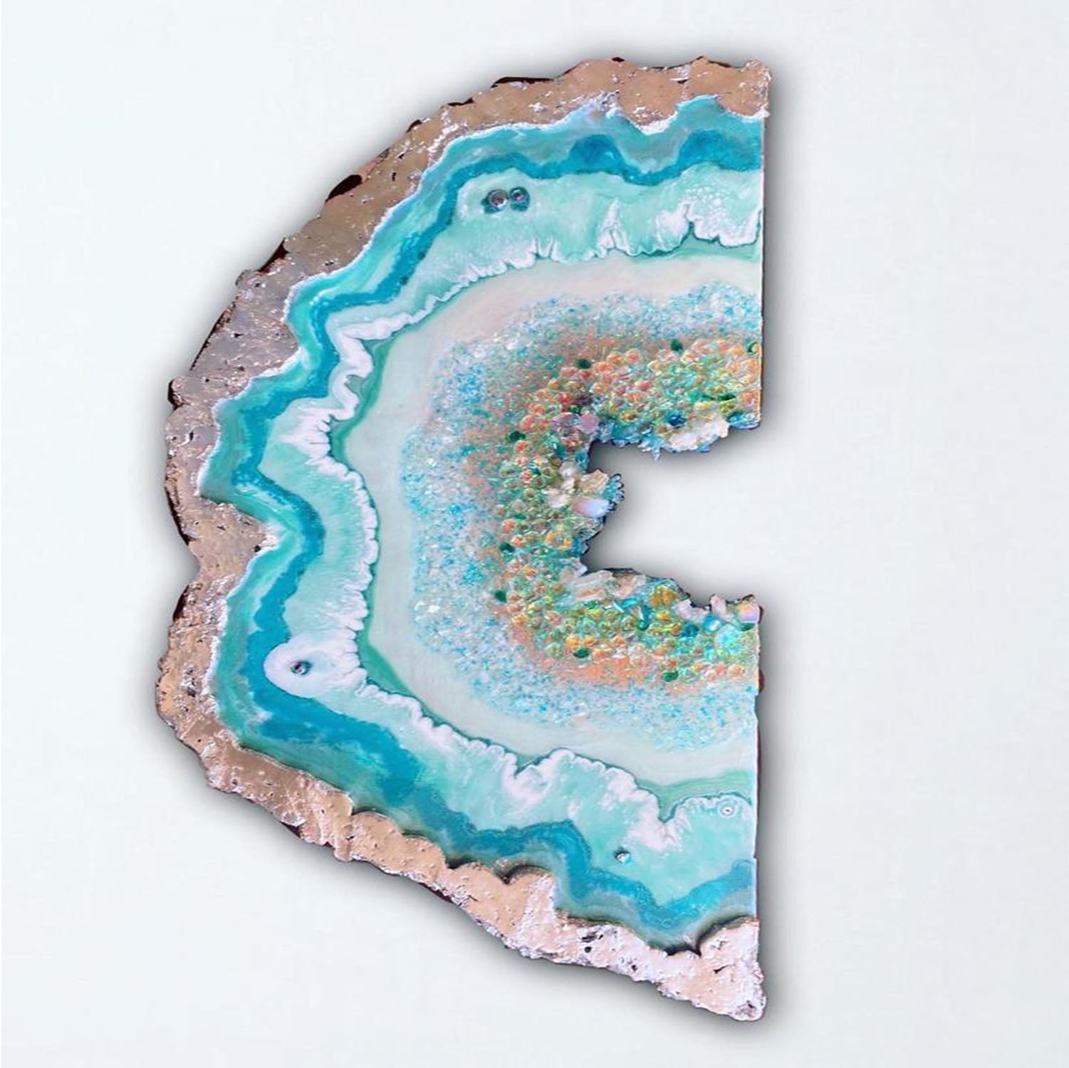 Moonlight Crystal Reef Freeform with Moonstones 84x120 cm Wood panel