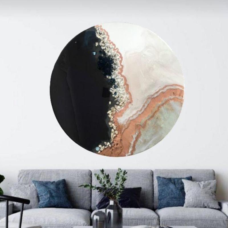 Black and White Crystal Geode 2. Blue Sapphire. Round Artwork