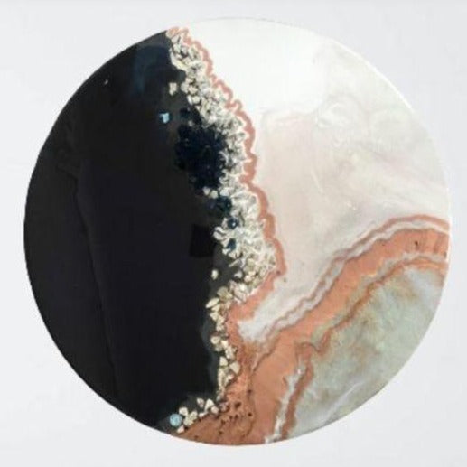 Black and White Crystal Geode 1. Blue Sapphire. Round Artwork