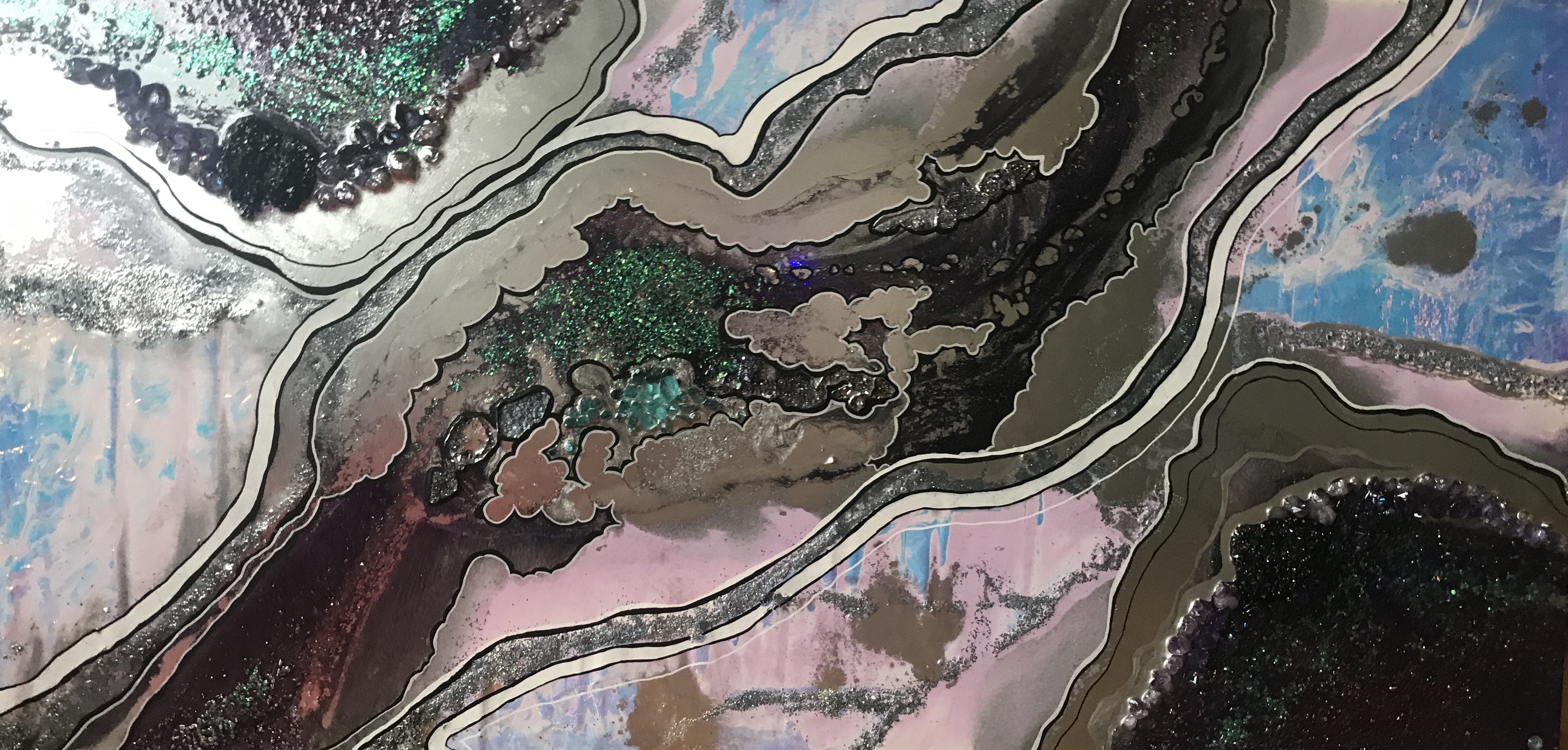 Aura Rainbow Amethyst Geode Crystal. Limited Edition Print. Antuanelle