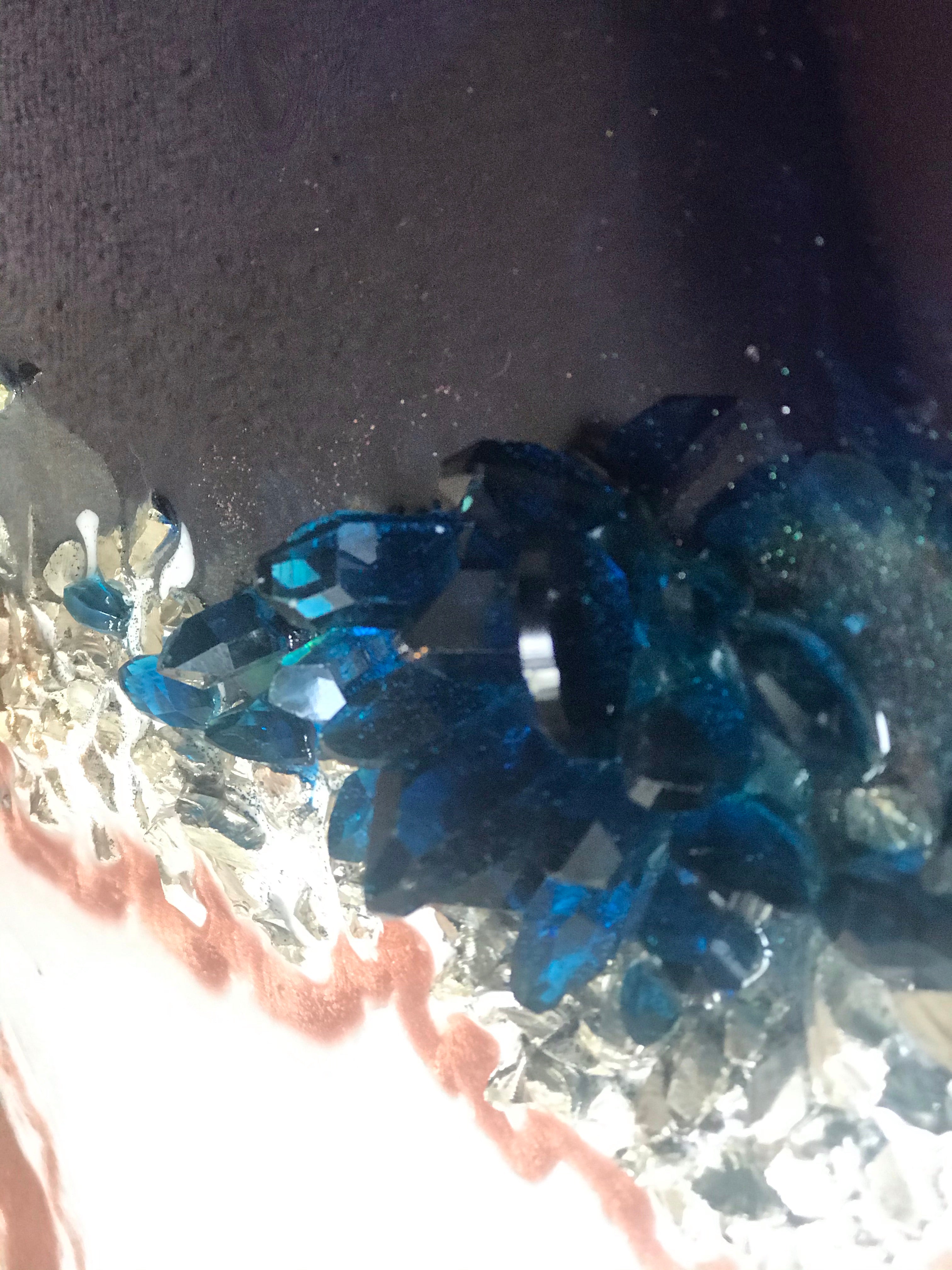Navy and Teal Artwork. Abstract seascape. Jervis Bay. Antuanelle 13 Black White Crystal Geode. Pink Dune. Sapphire. Original Artwork