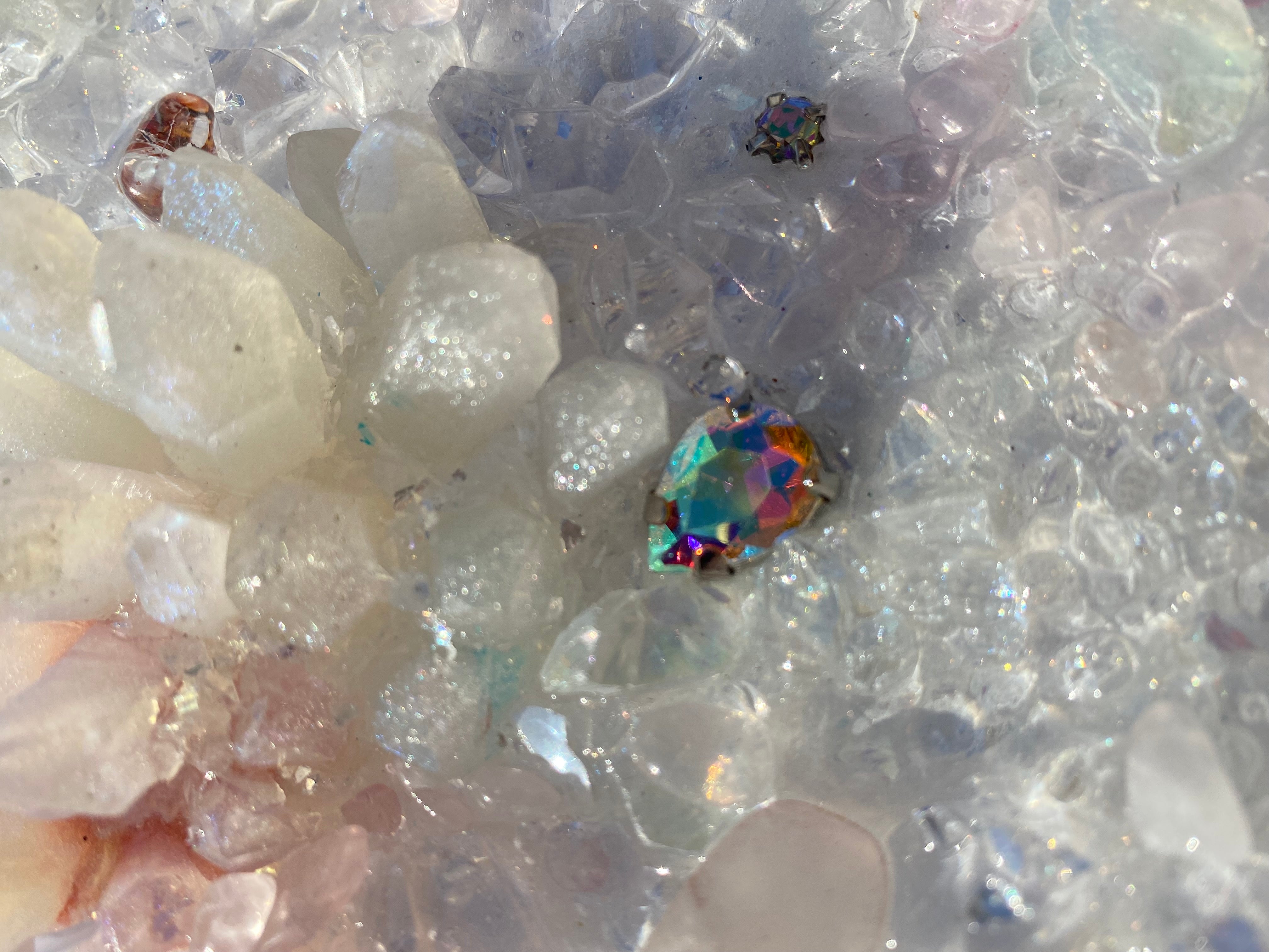 Amethyst Torus Geode. Freeform Purple and Gold Wisdom Artwork with Amethysts