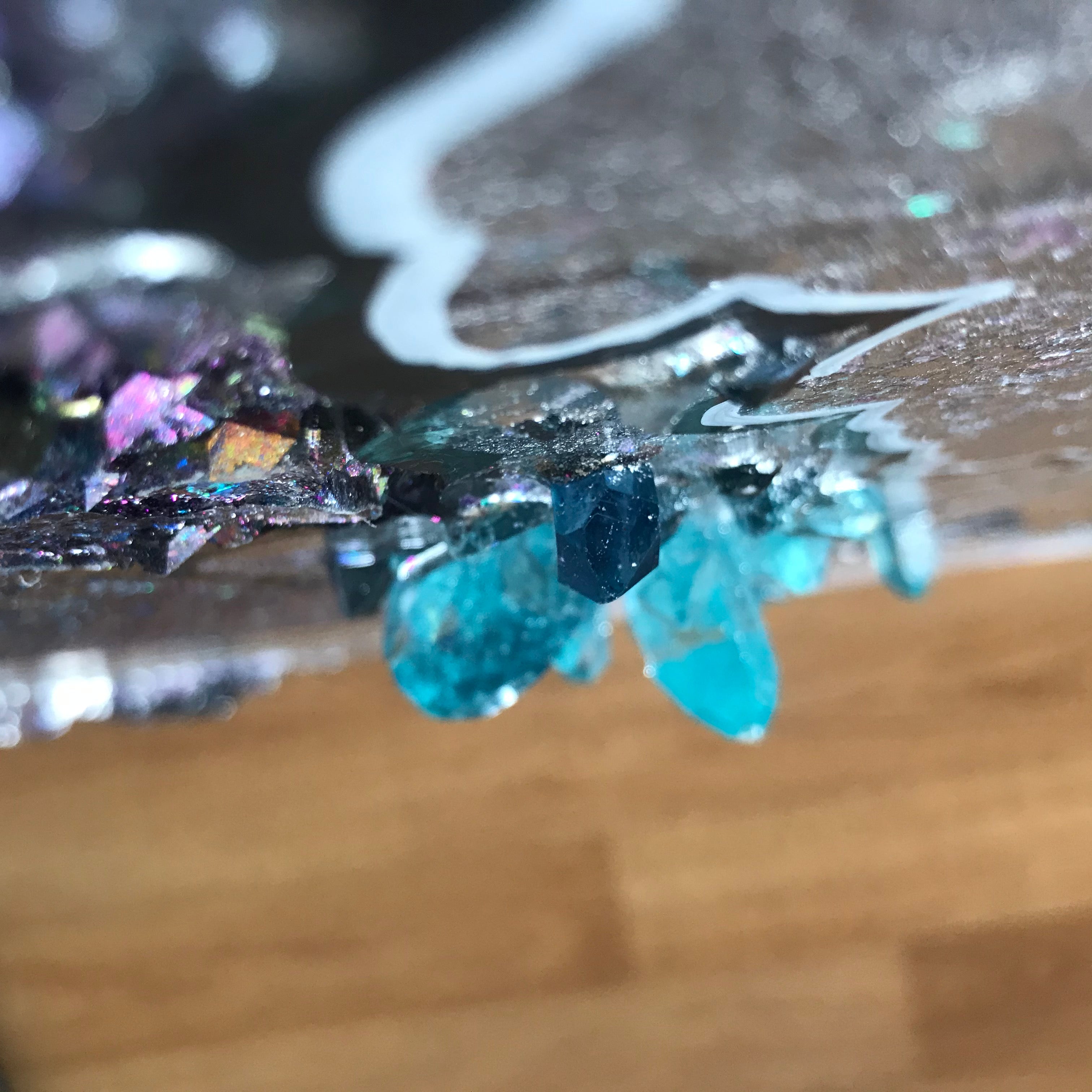 Aura Rainbow Amethyst Geode Resin Artwork Chameleon , Dichroic Glass Crystal. Original Artwork