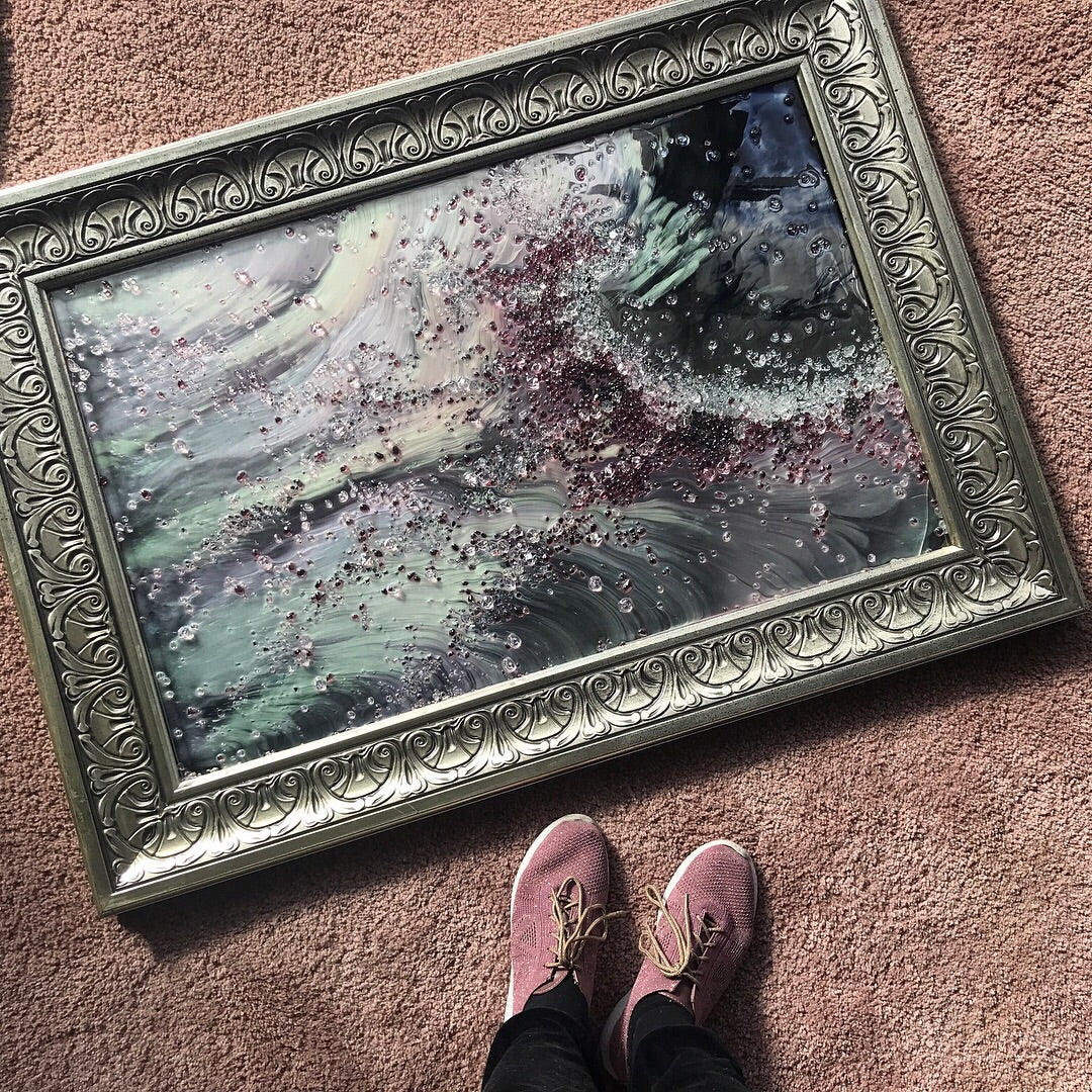 Lavender sky. Original Abstract Artwork with Crystals - Antuanelle - 1