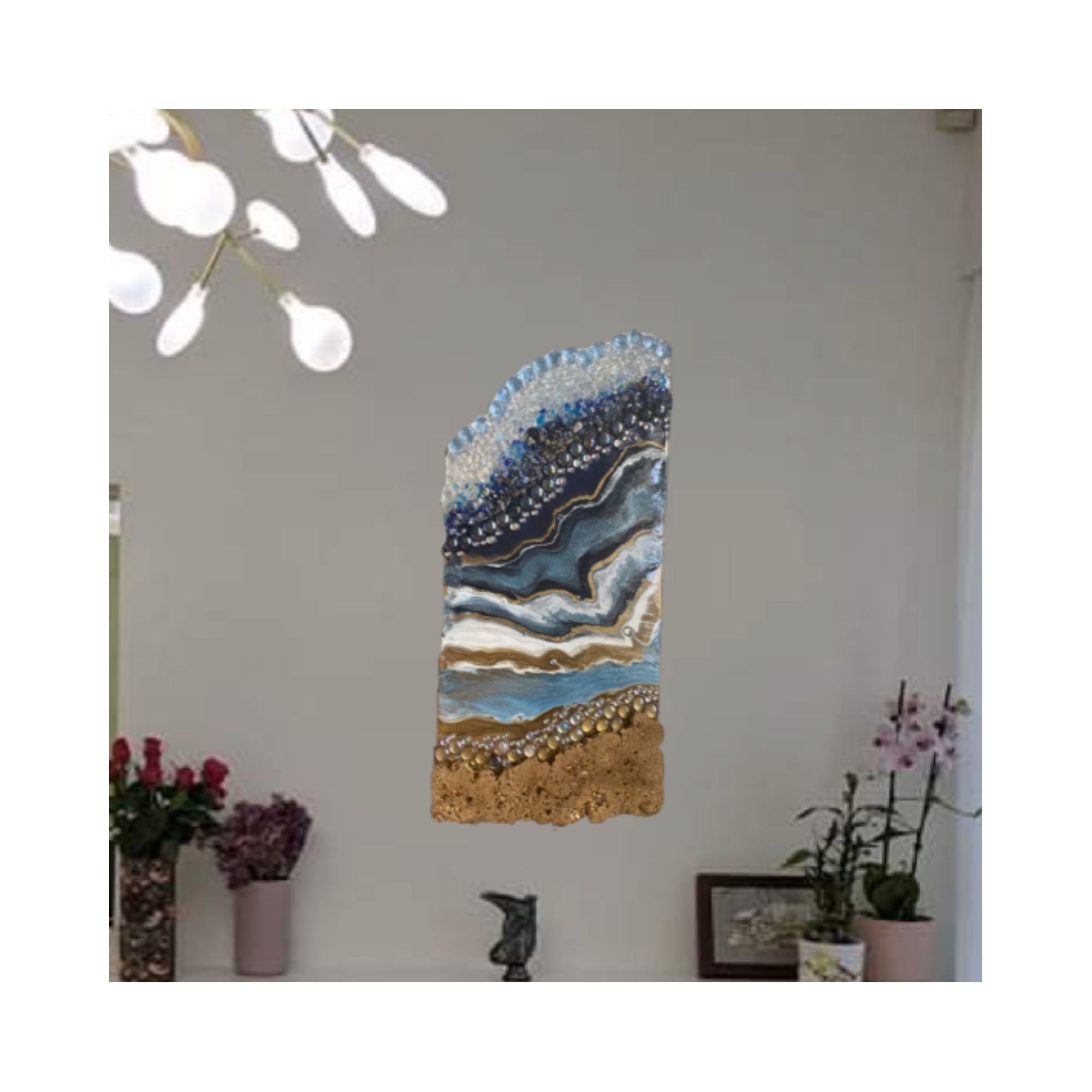 Lapis Lazuli Blue Gold crytal with blue lapis lazuli, glass and clear quartz