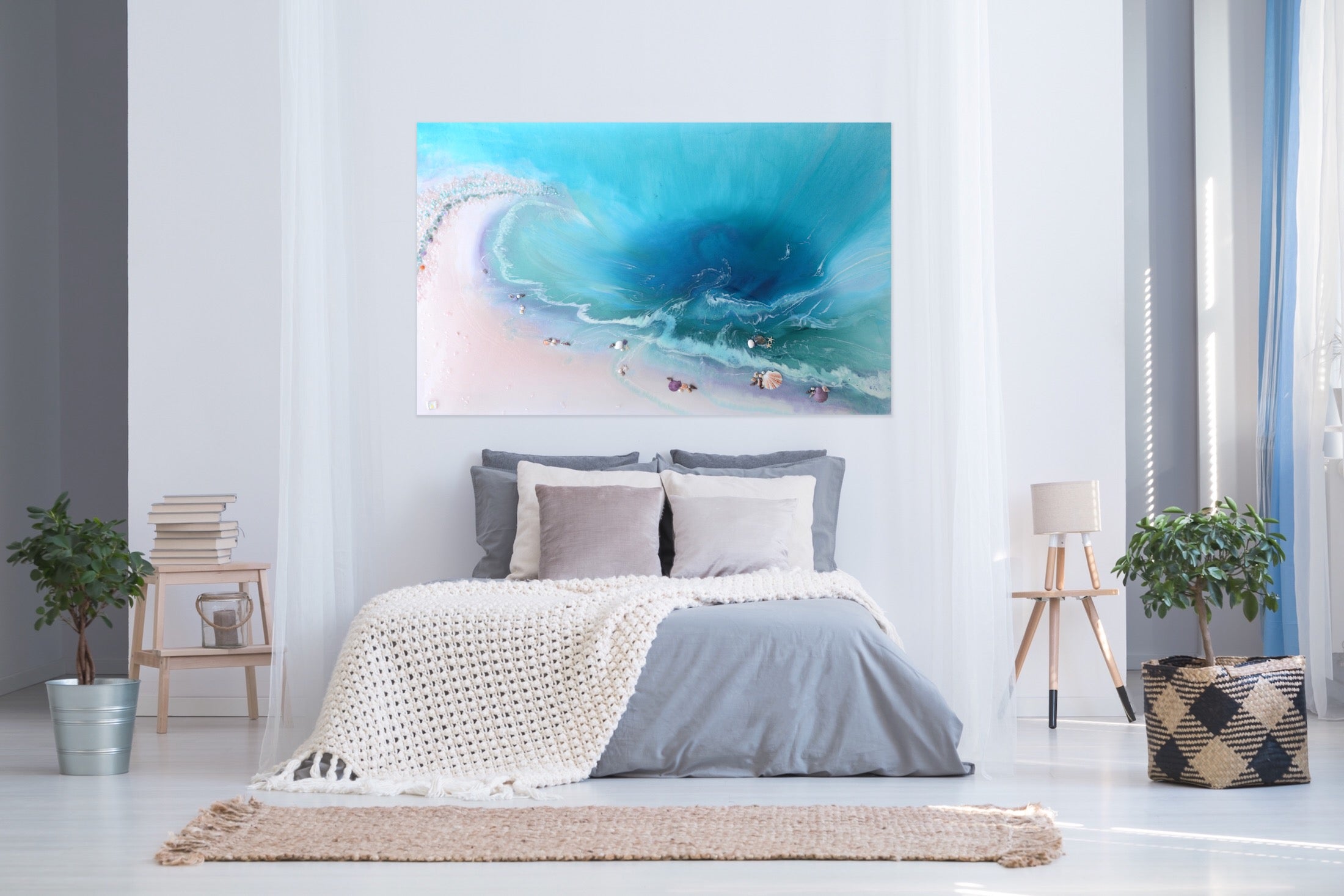 Abstract Ocean. Tropical Teal and pink. Bounty. Art Print. Antuanelle 4 Bounty Limited Edition Print