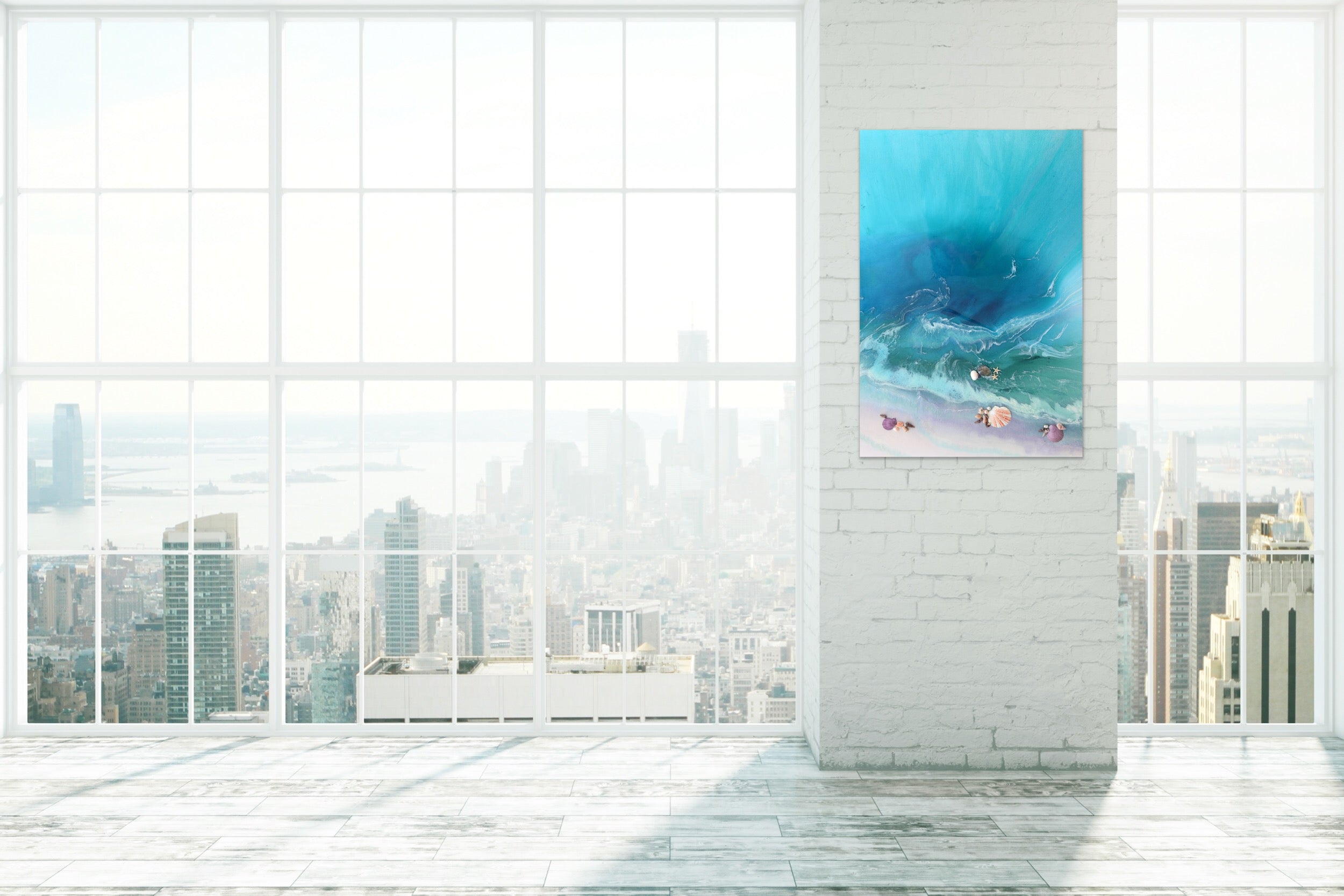 Abstract Teal Ocean. Bounty Far Away Vertical. Art Print. Antuanelle 4 Limited Edition Print