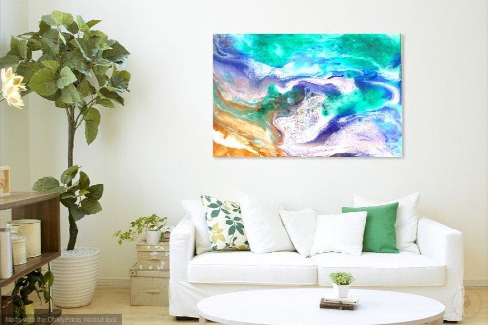 Green abstract landscape. Original Resin Artwork 4 Balmoral Dream. AZURE PORTALS. Abstract Custom
