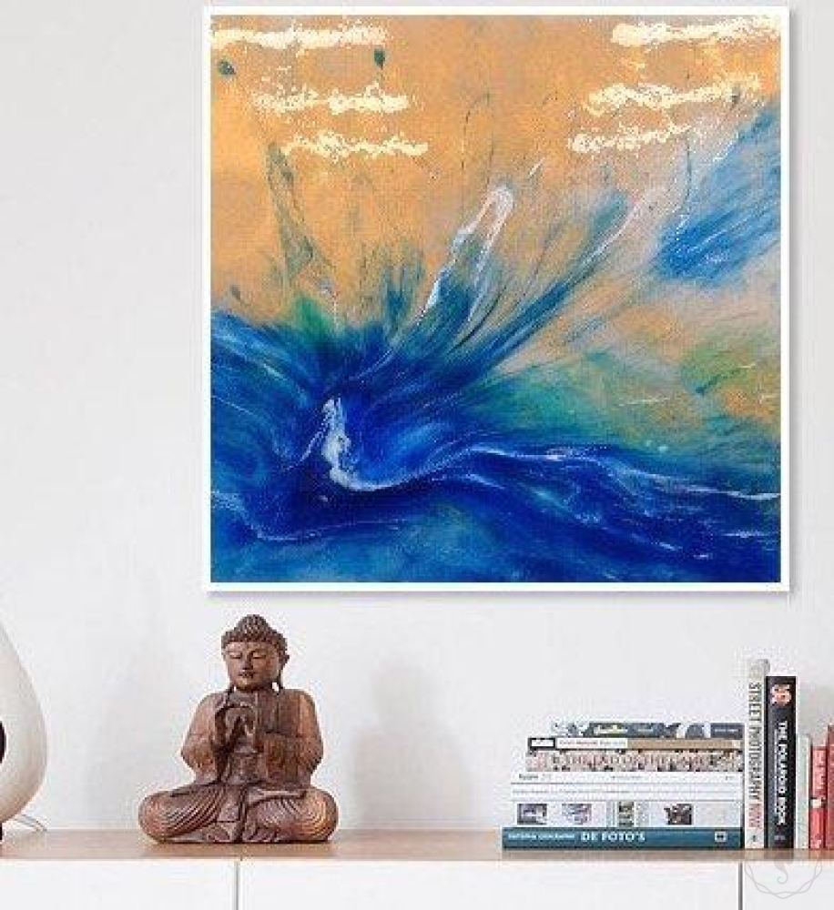 BLUE Abstract Butterfly - Seascape - Teal Blue Ocean Wave 2 Spirits of the Ocean. Butterfly. Original Artwork
