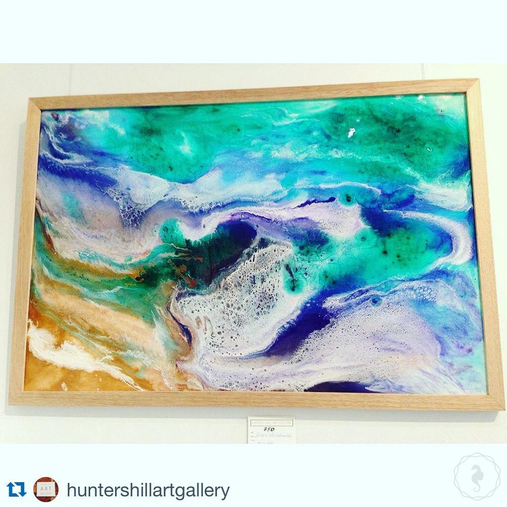 Green abstract landscape. Original Resin Artwork 5 Balmoral Dream. AZURE PORTALS. Abstract Custom