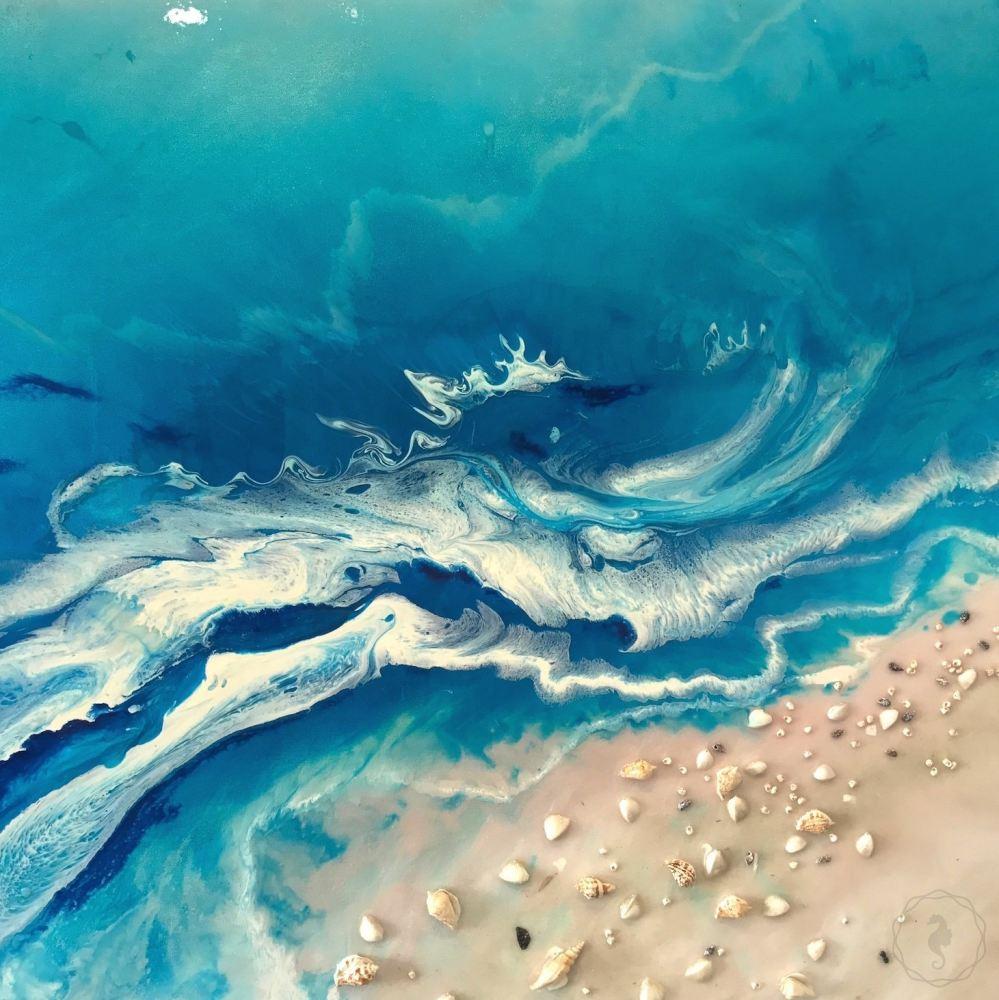 Original Artwork. Aqua seascape. Bali Utopia. Antuanelle. 5 Abstract Ocean. Artwork