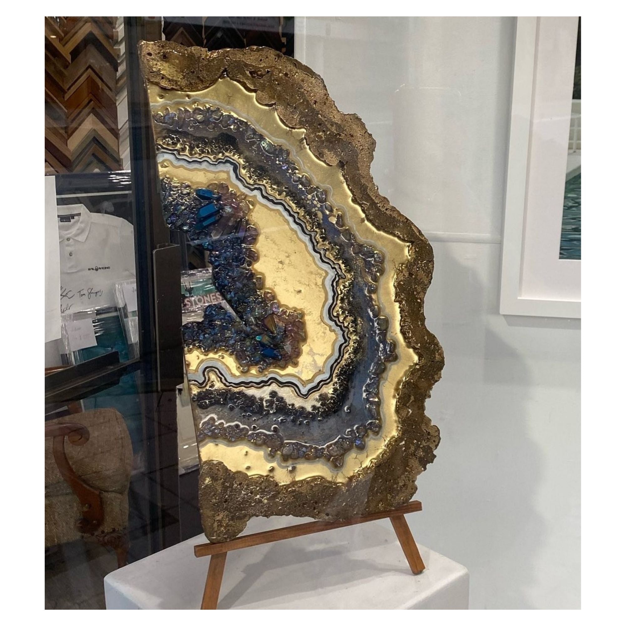 Gold Titanium Aura Freeform Crystal with Titanium aura quartz. COMMISSION