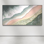 Serene Shoreline 1 Peach and Green - Original Textured Artwork 90x180cm