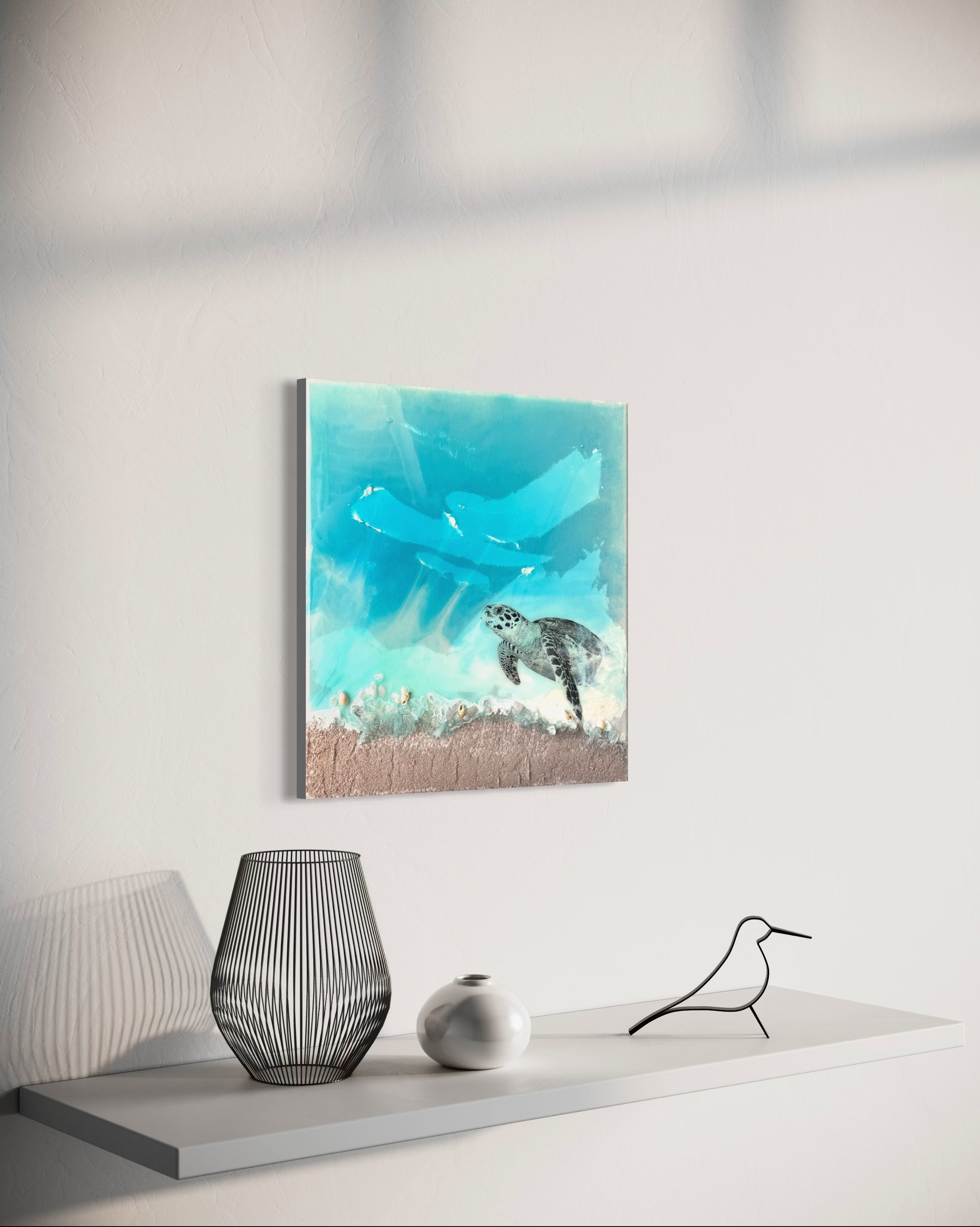 Bounty Turtle  Honu Journey Laguna Beach Seascape. Set of 2 40x40cm