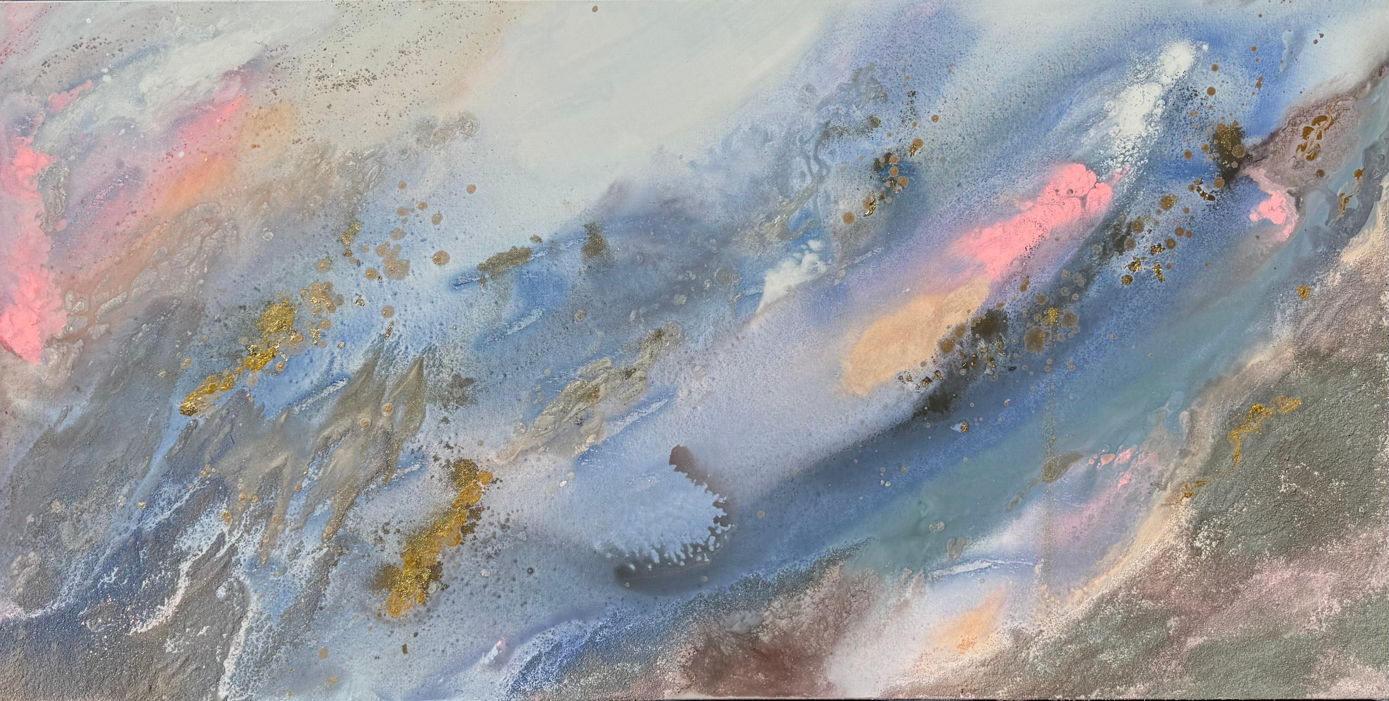 Calming sky 90x180cm with Sand FRAMED